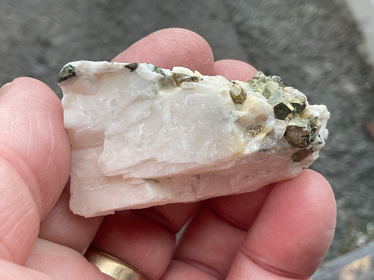 42g Bornite and Copper Minerals on Calcite Specimen D