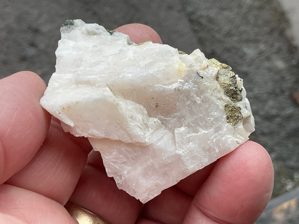 42g Bornite and Copper Minerals on Calcite Specimen D