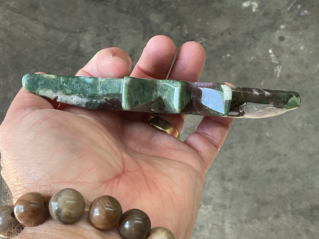 148g Ocean Jasper Polaris Carving with Custom Wooden Stand 5