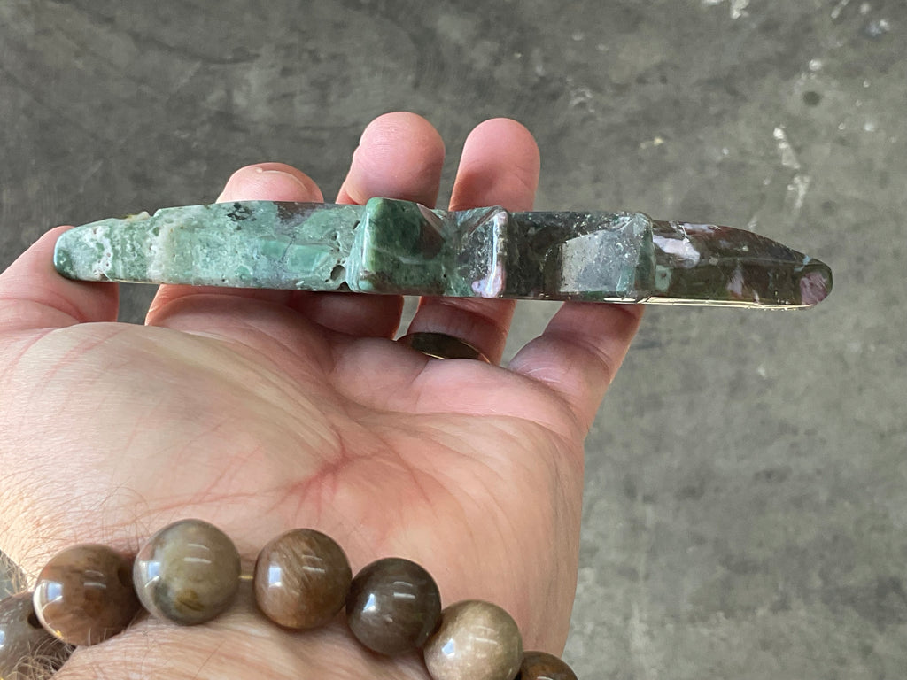 148g Ocean Jasper Polaris Carving with Custom Wooden Stand 5