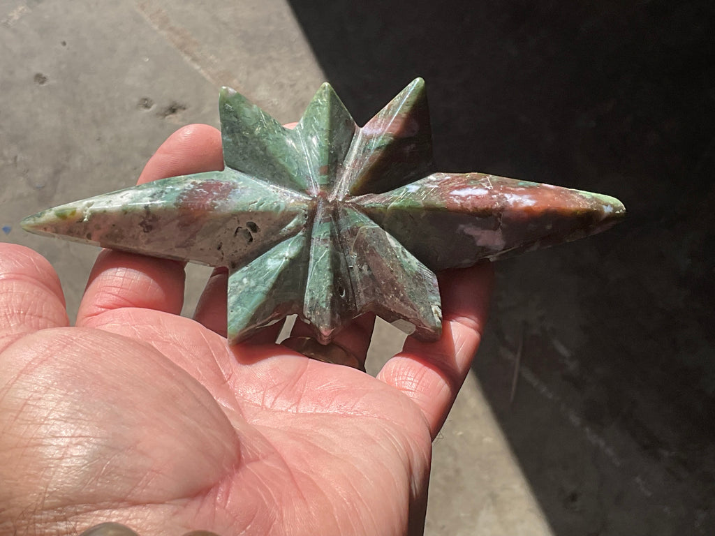148g Ocean Jasper Polaris Carving with Custom Wooden Stand 5
