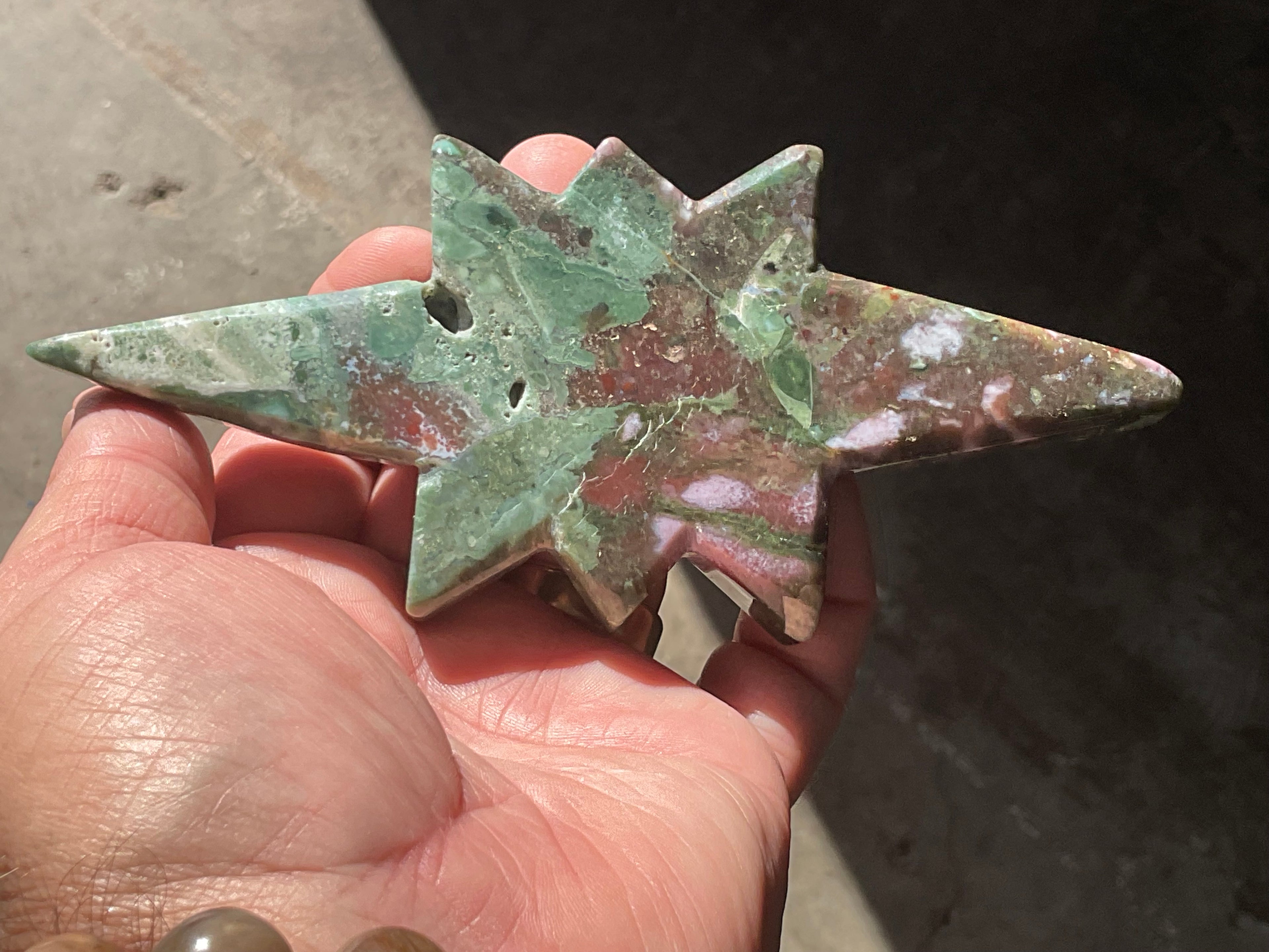 148g Ocean Jasper Polaris Carving with Custom Wooden Stand 5