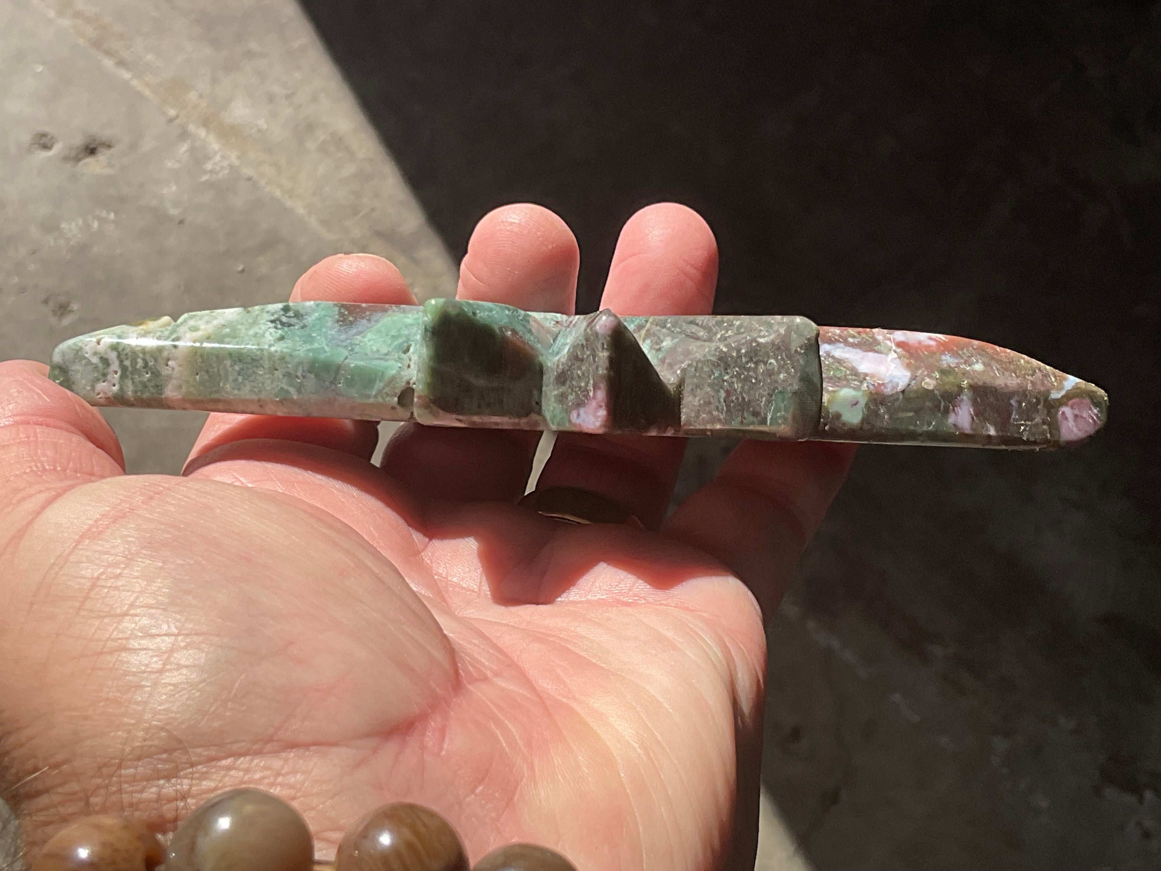 148g Ocean Jasper Polaris Carving with Custom Wooden Stand 5