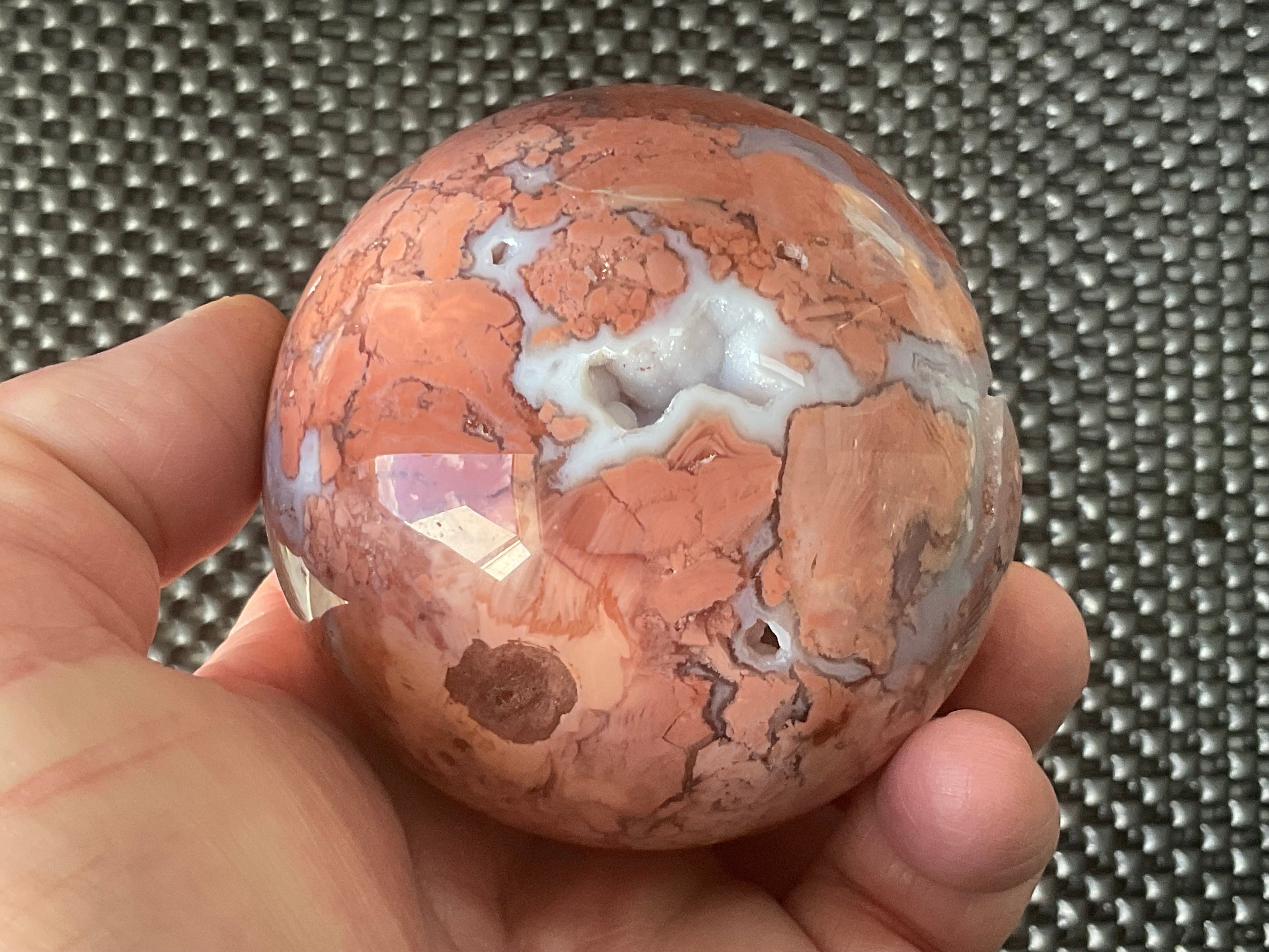 420g Pink Petal Agate Sphere B