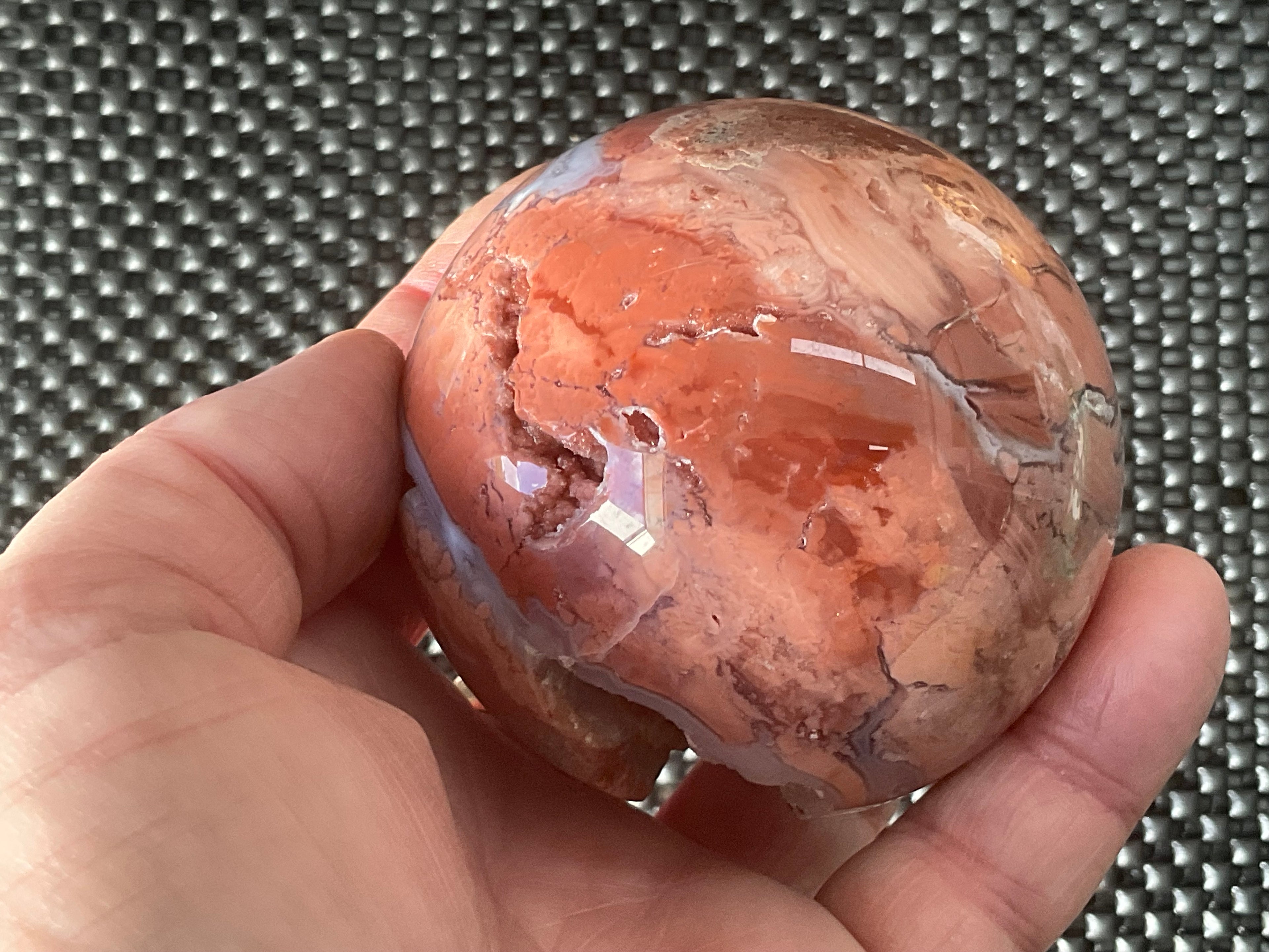 420g Pink Petal Agate Sphere B