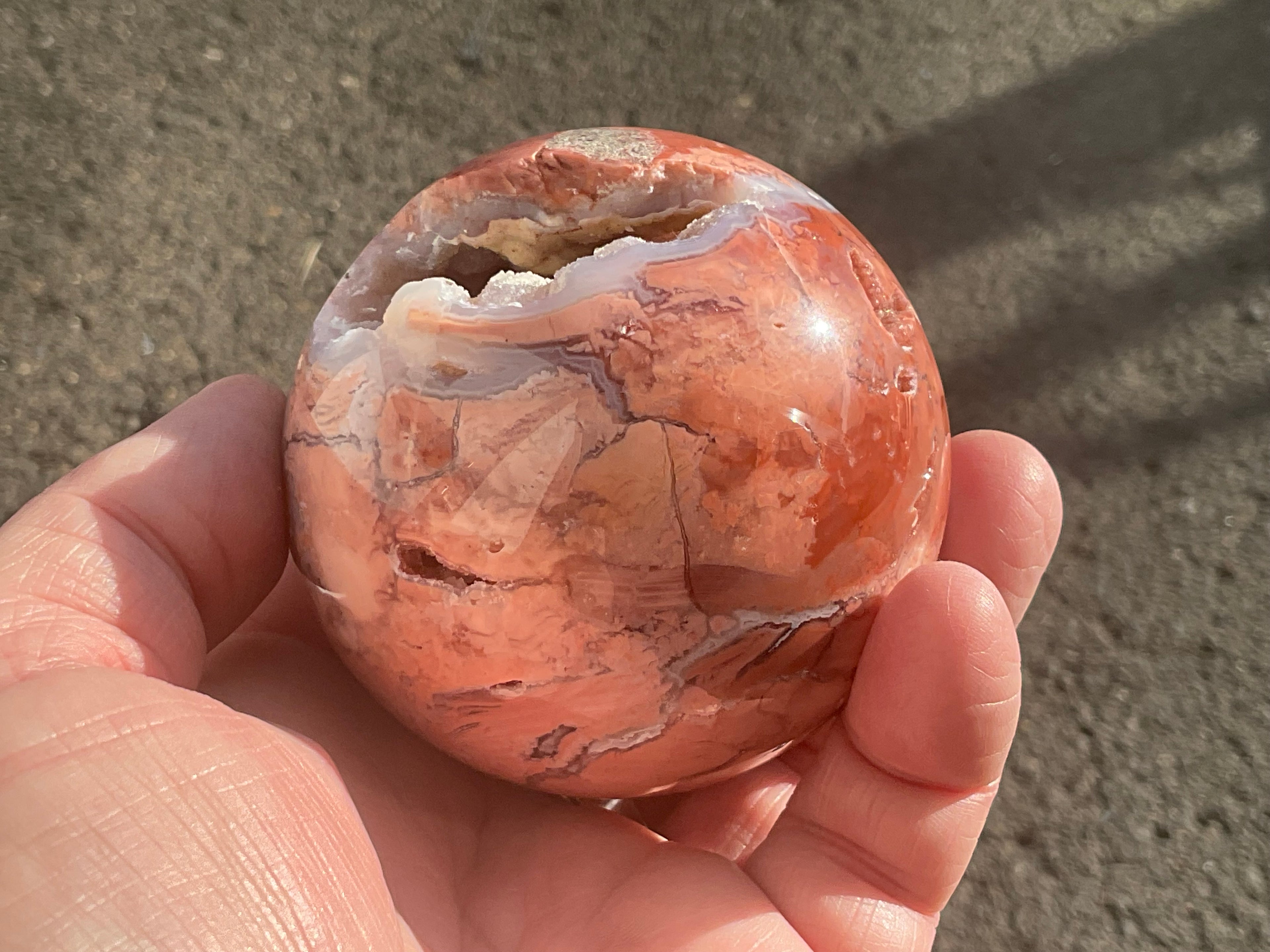 420g Pink Petal Agate Sphere B