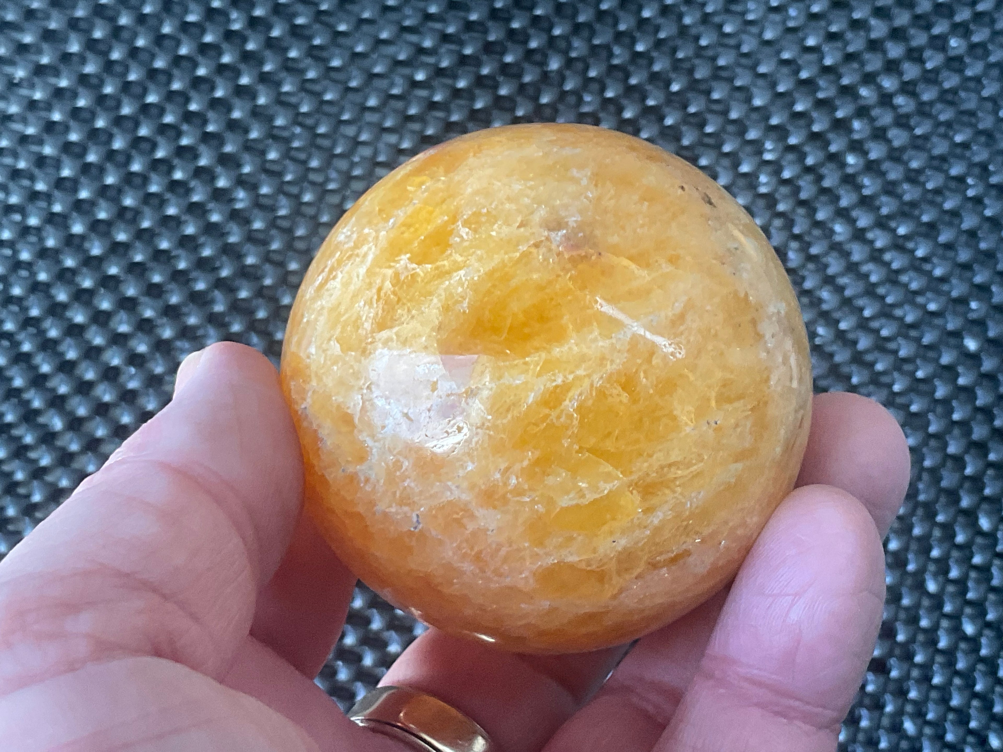 305g “Orange Fire Calcite” Sphere 2A