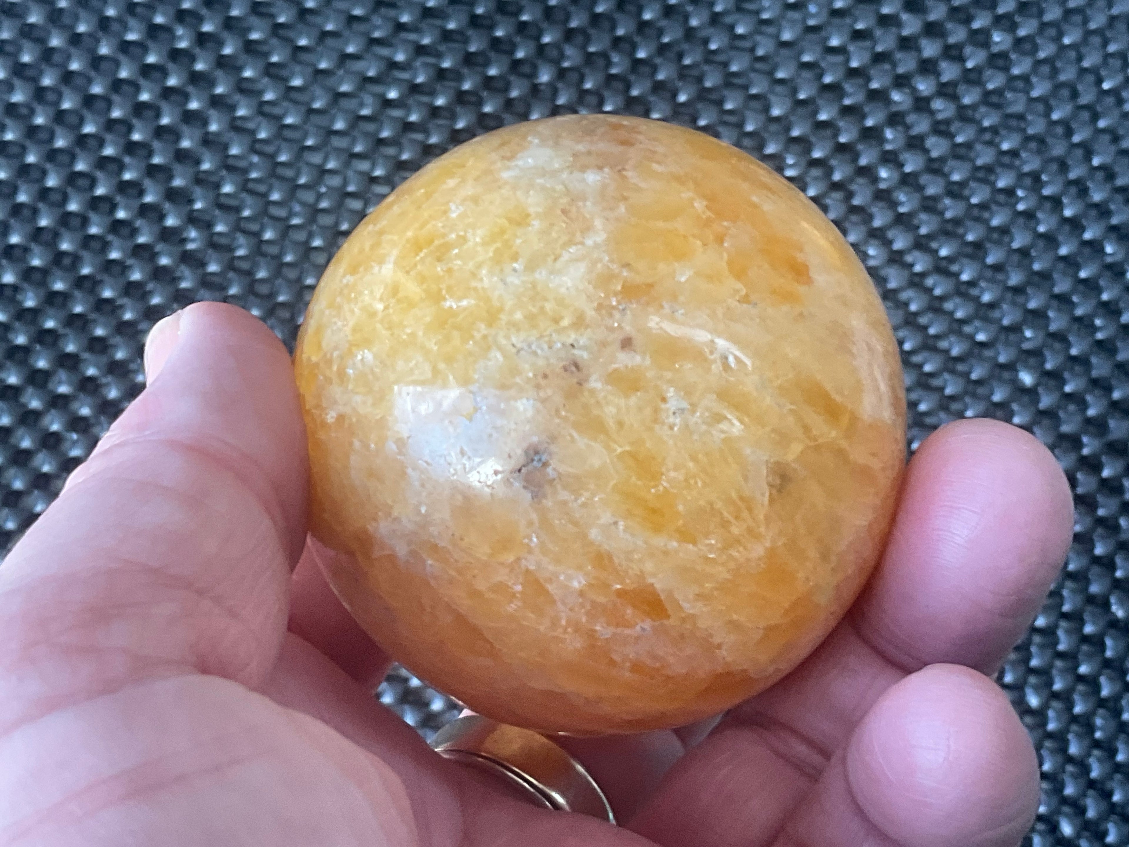 305g “Orange Fire Calcite” Sphere 2A