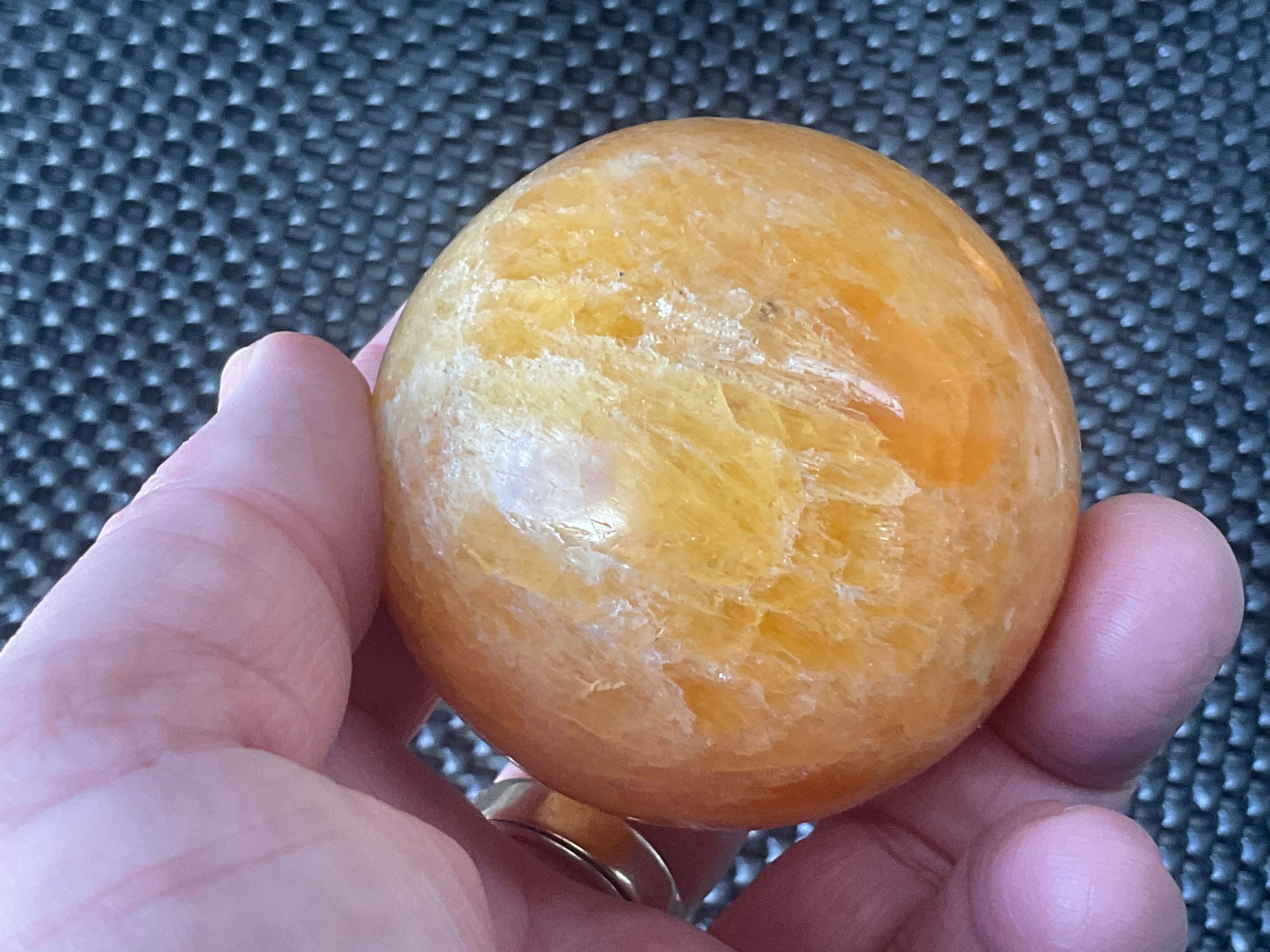 305g “Orange Fire Calcite” Sphere 2A