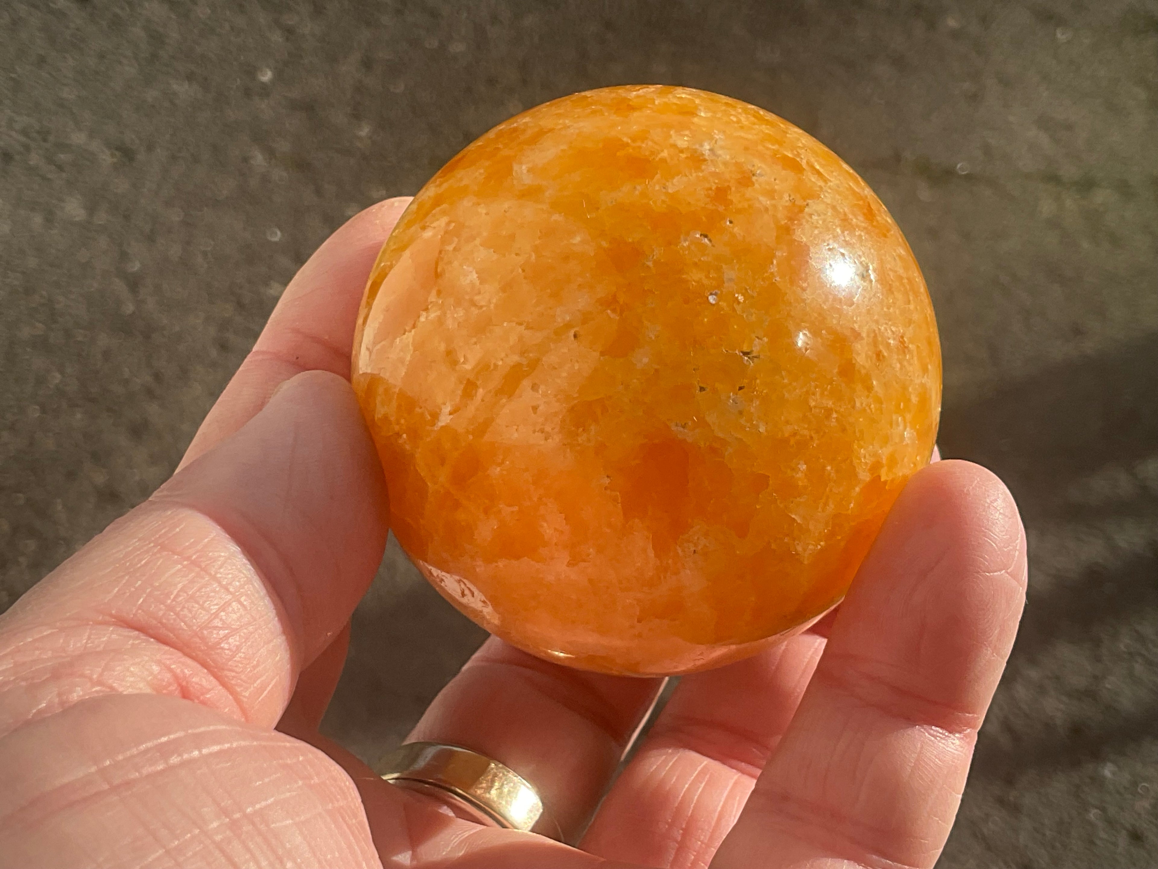 305g “Orange Fire Calcite” Sphere 2A