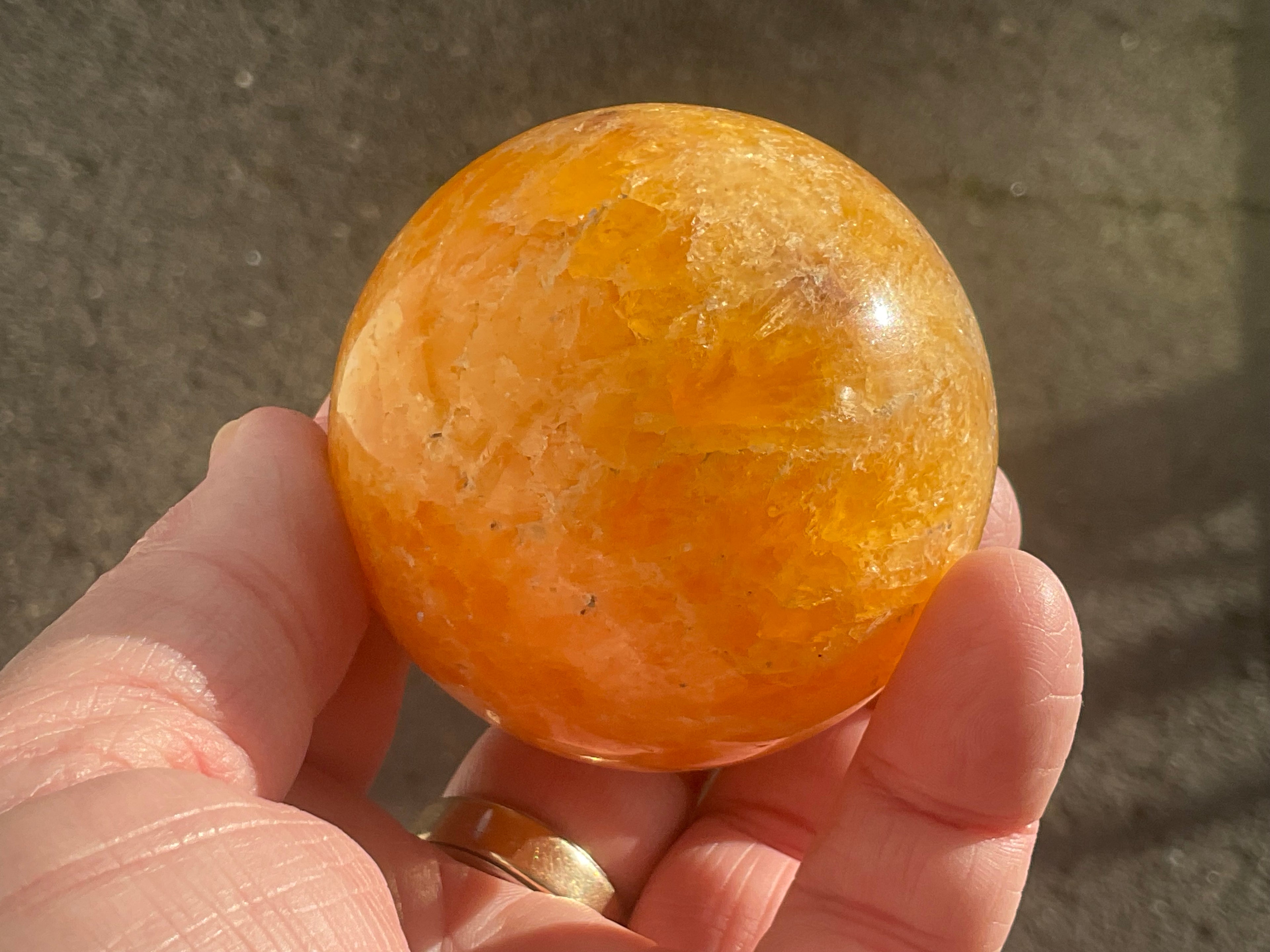 305g “Orange Fire Calcite” Sphere 2A