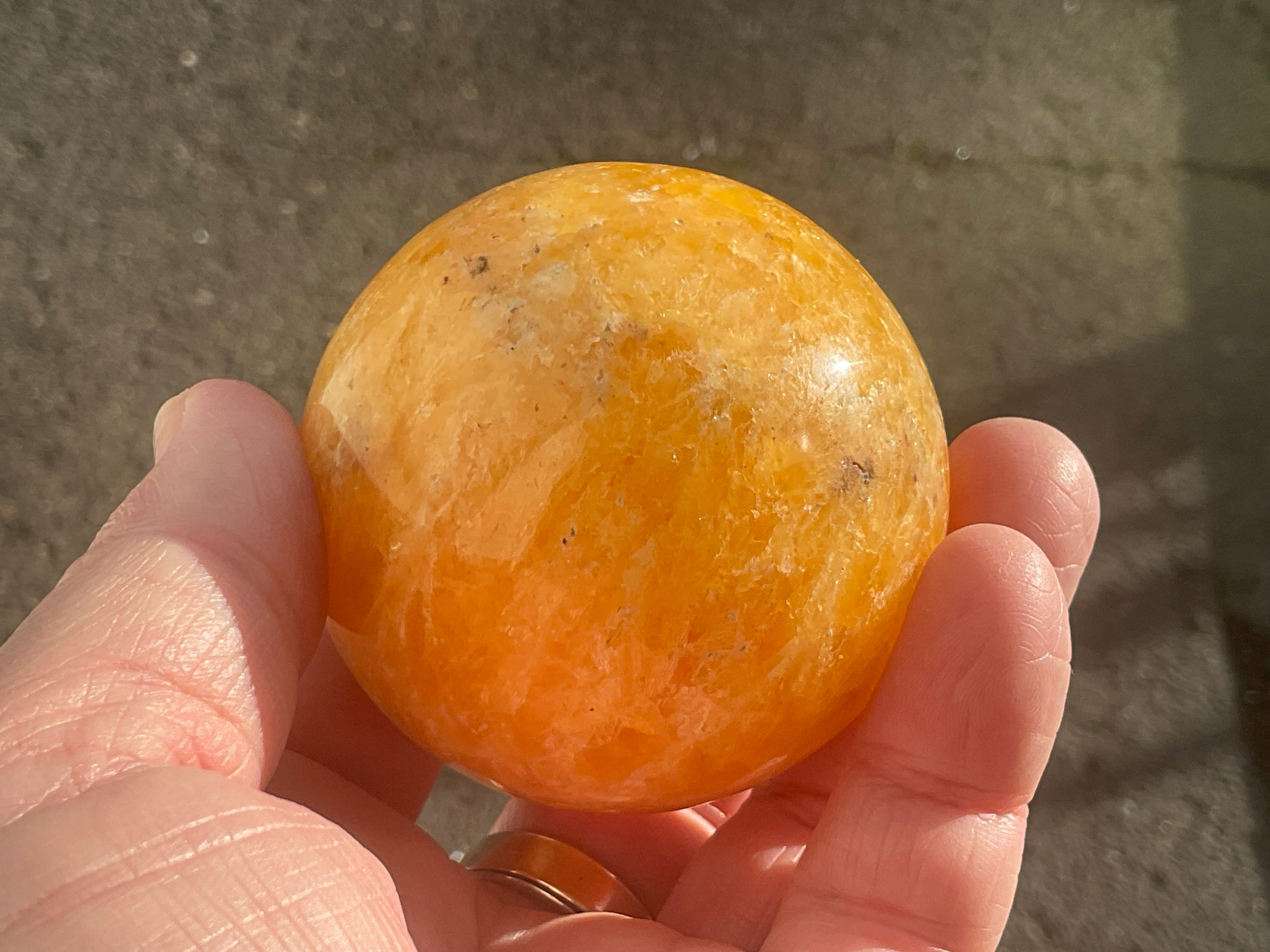 305g “Orange Fire Calcite” Sphere 2A