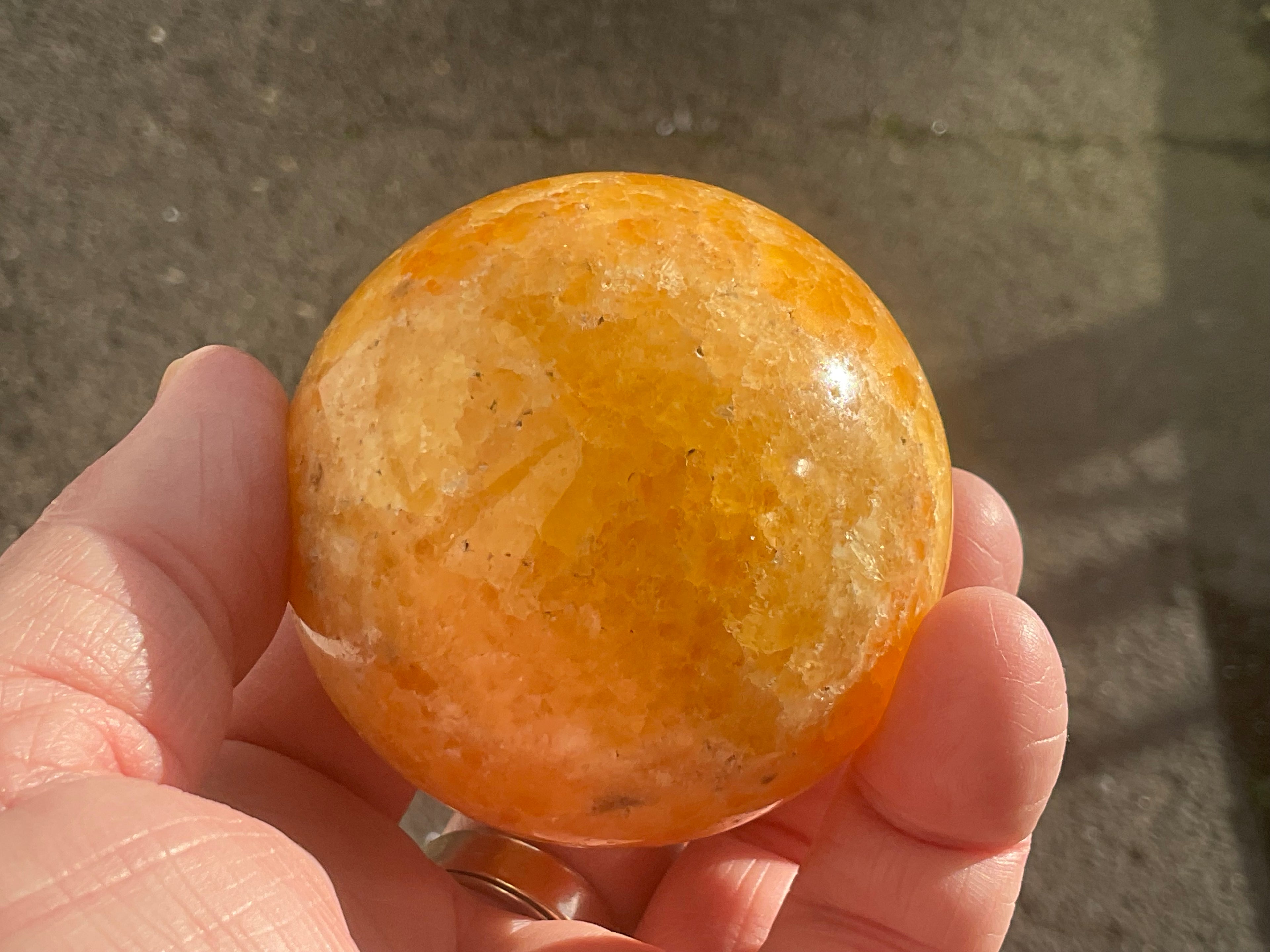 305g “Orange Fire Calcite” Sphere 2A
