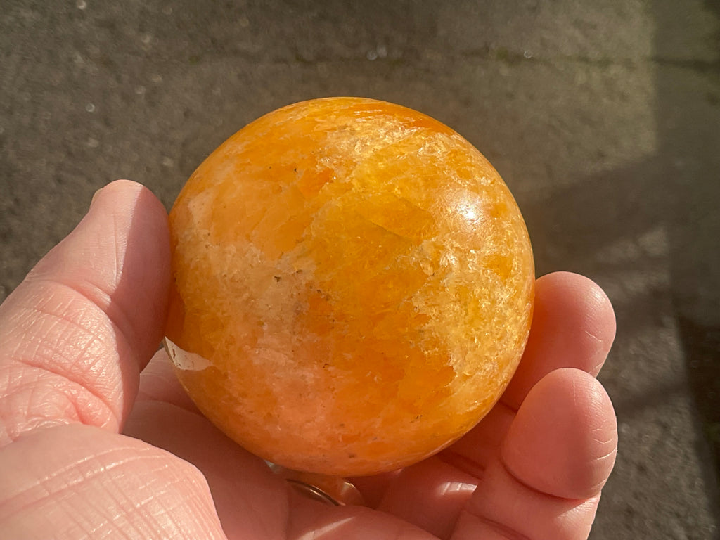 305g “Orange Fire Calcite” Sphere 2A