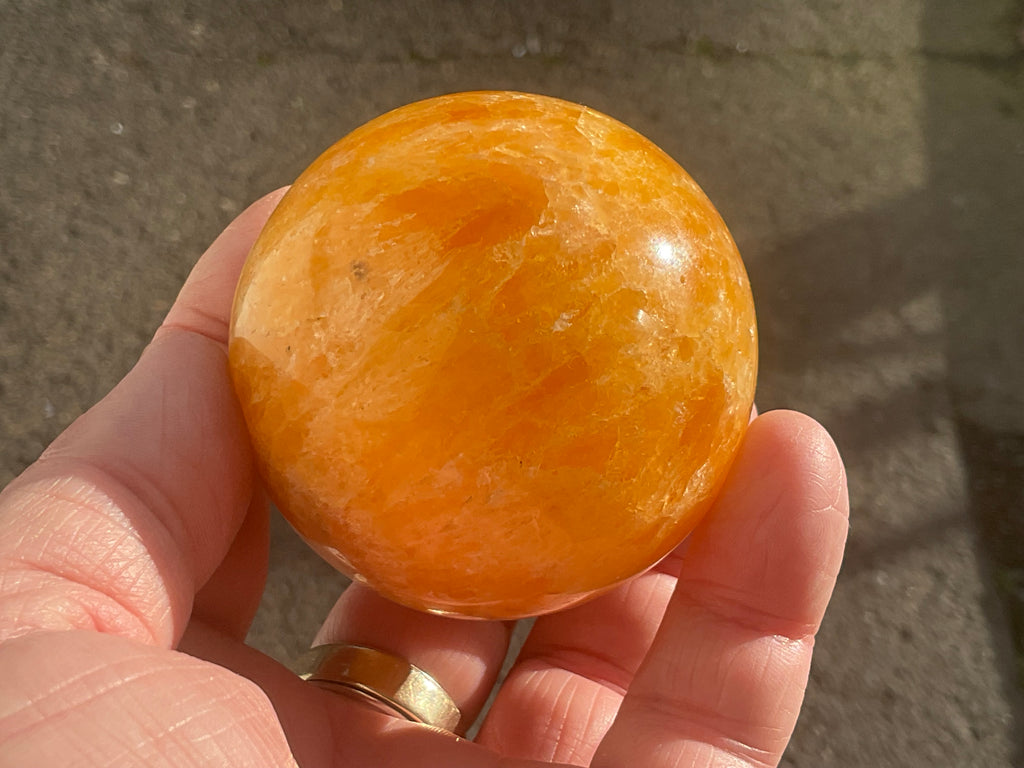 305g “Orange Fire Calcite” Sphere 2A