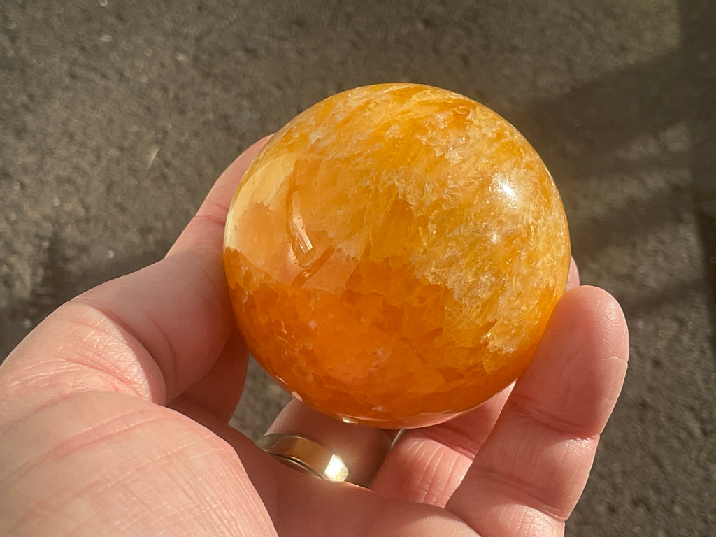 308g “Orange Fire Calcite” Sphere 2B