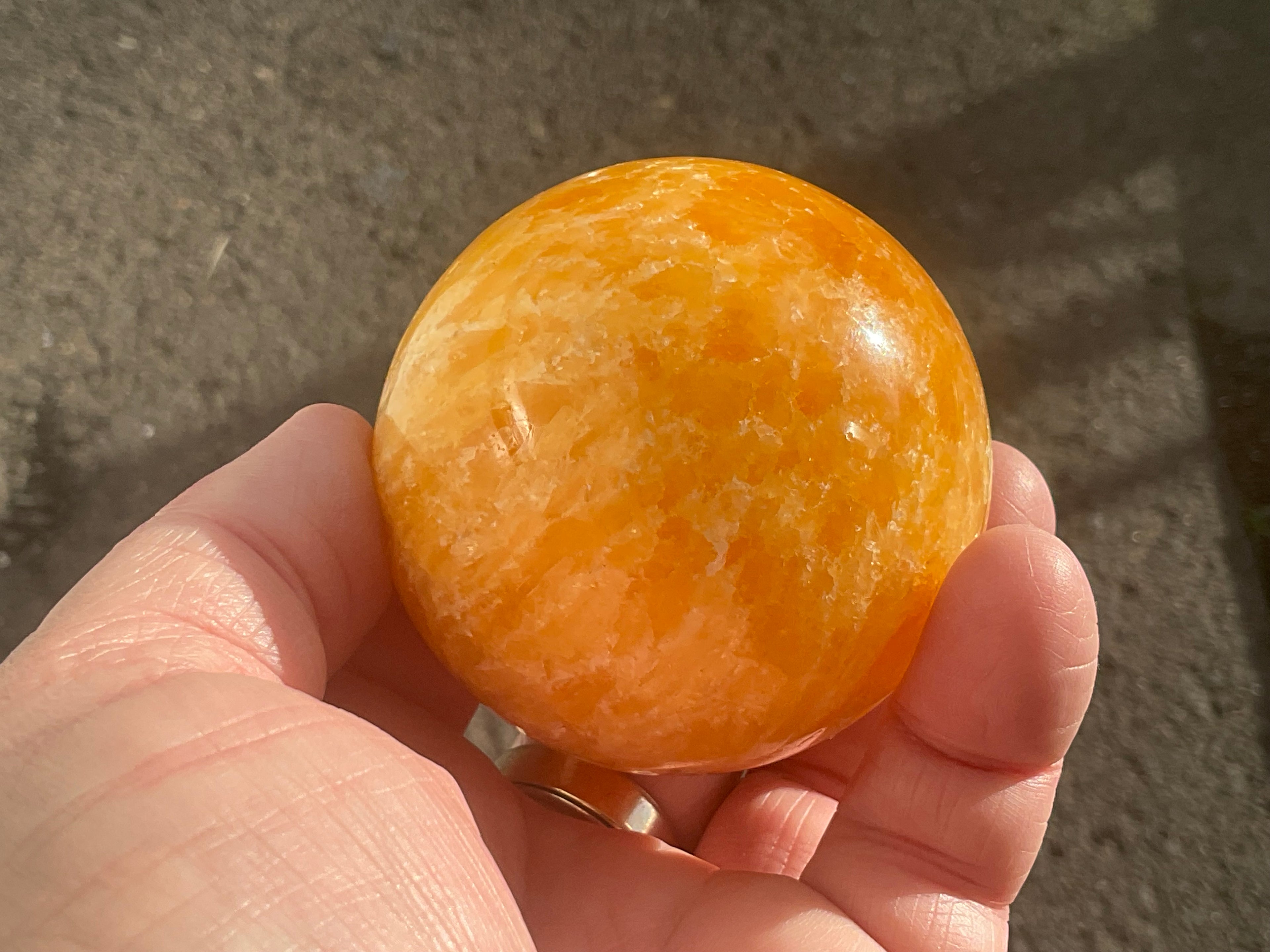308g “Orange Fire Calcite” Sphere 2B