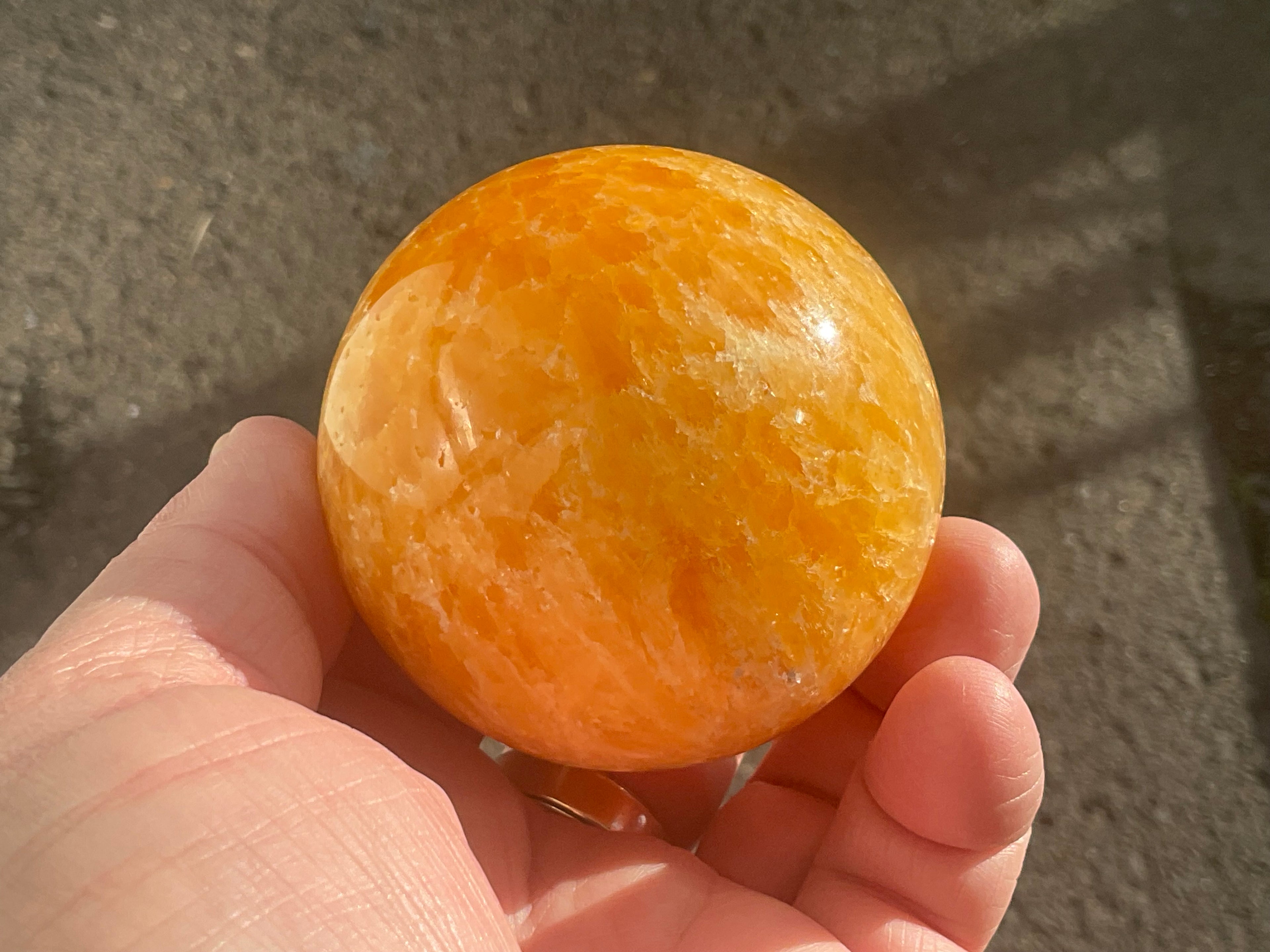 308g “Orange Fire Calcite” Sphere 2B