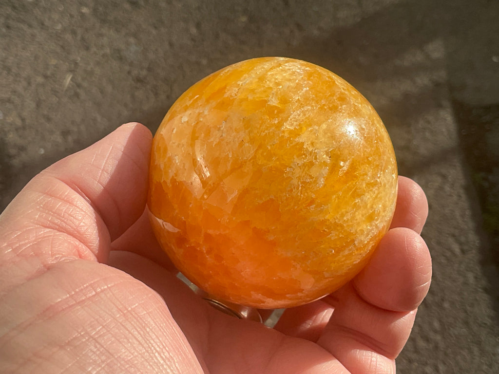 308g “Orange Fire Calcite” Sphere 2B