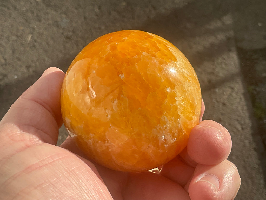308g “Orange Fire Calcite” Sphere 2B