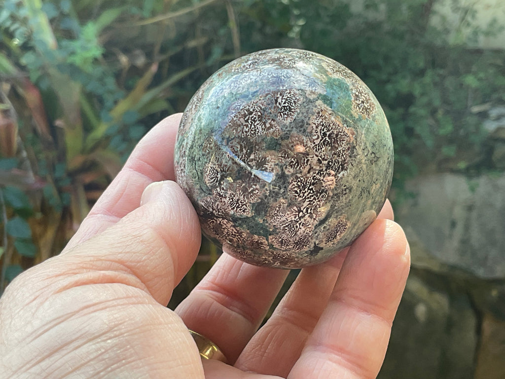 232g Green Cherry Blossom Jasper Spere 4A