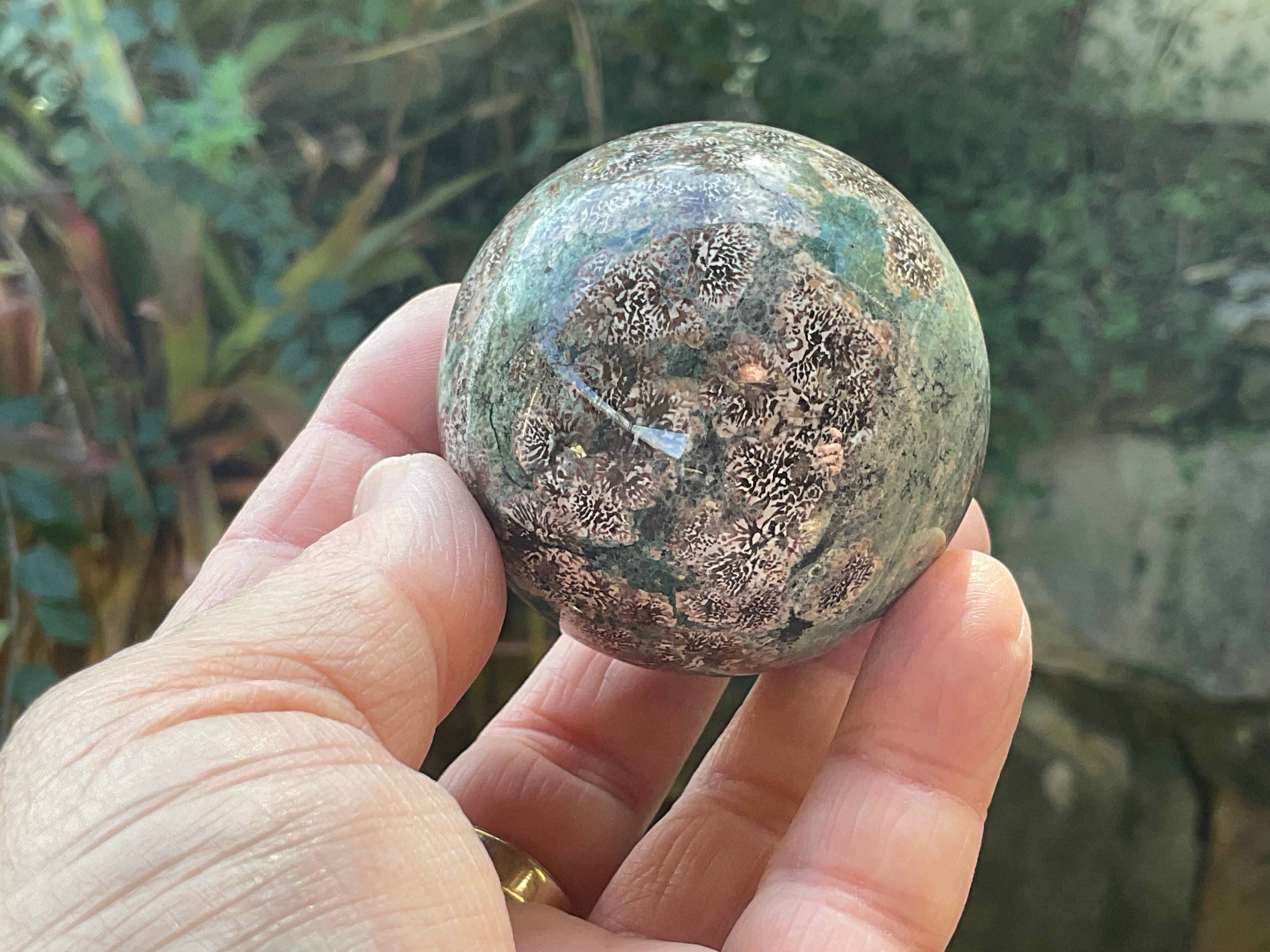 232g Green Cherry Blossom Jasper Spere 4A