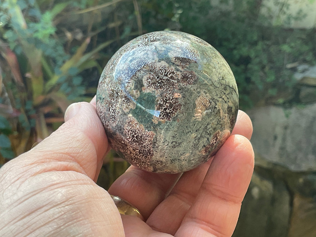232g Green Cherry Blossom Jasper Spere 4A