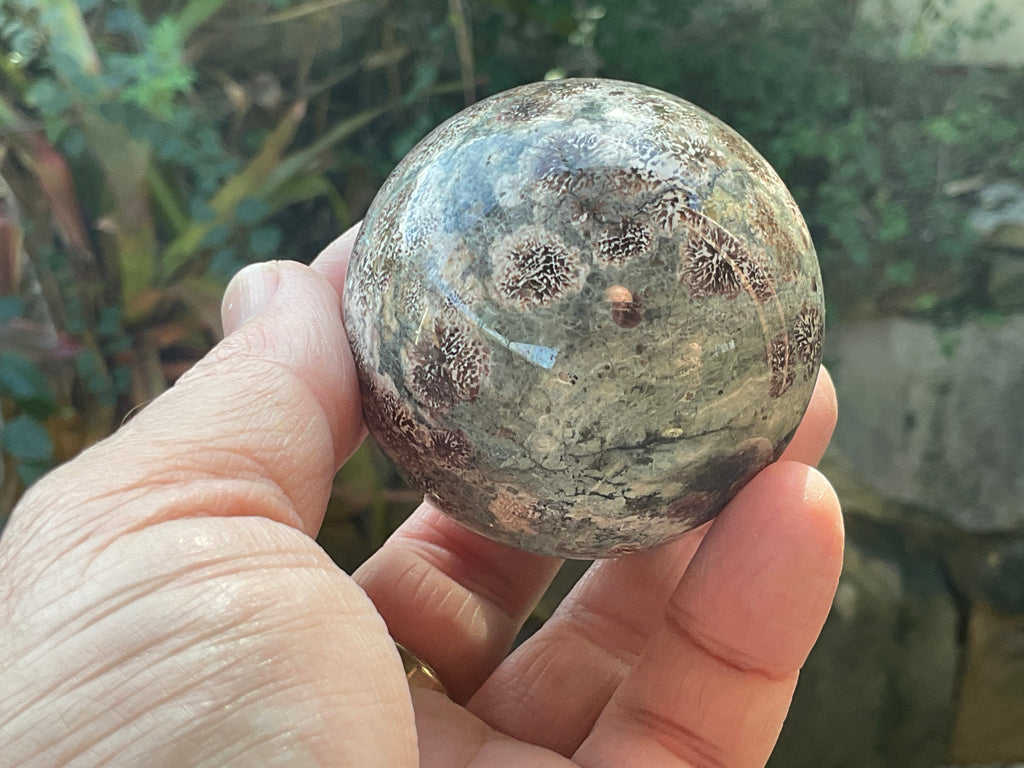232g Green Cherry Blossom Jasper Spere 4A