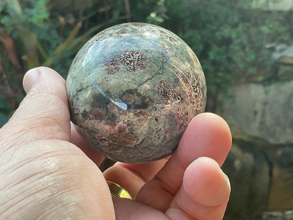 232g Green Cherry Blossom Jasper Spere 4A