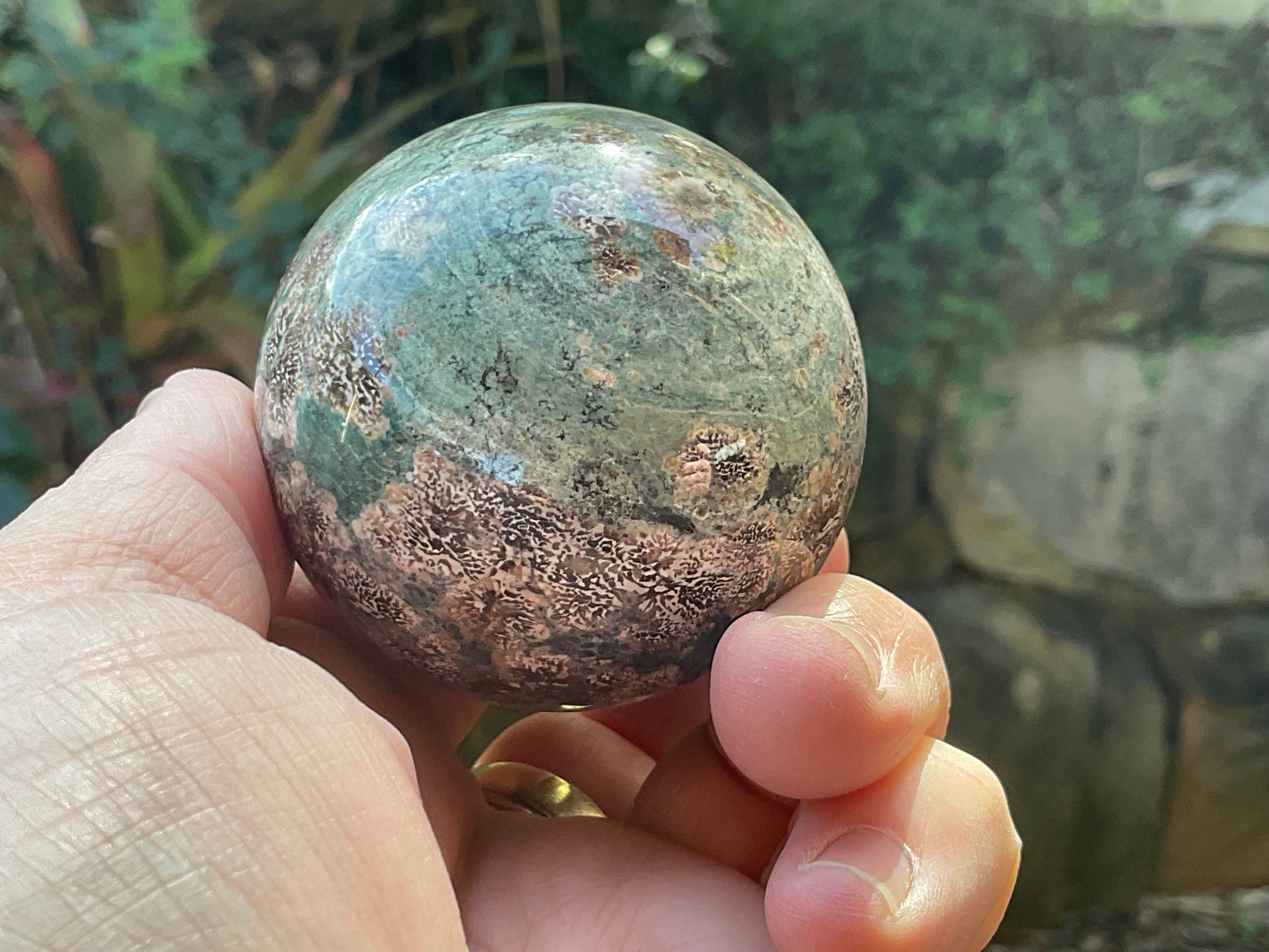 232g Green Cherry Blossom Jasper Spere 4A