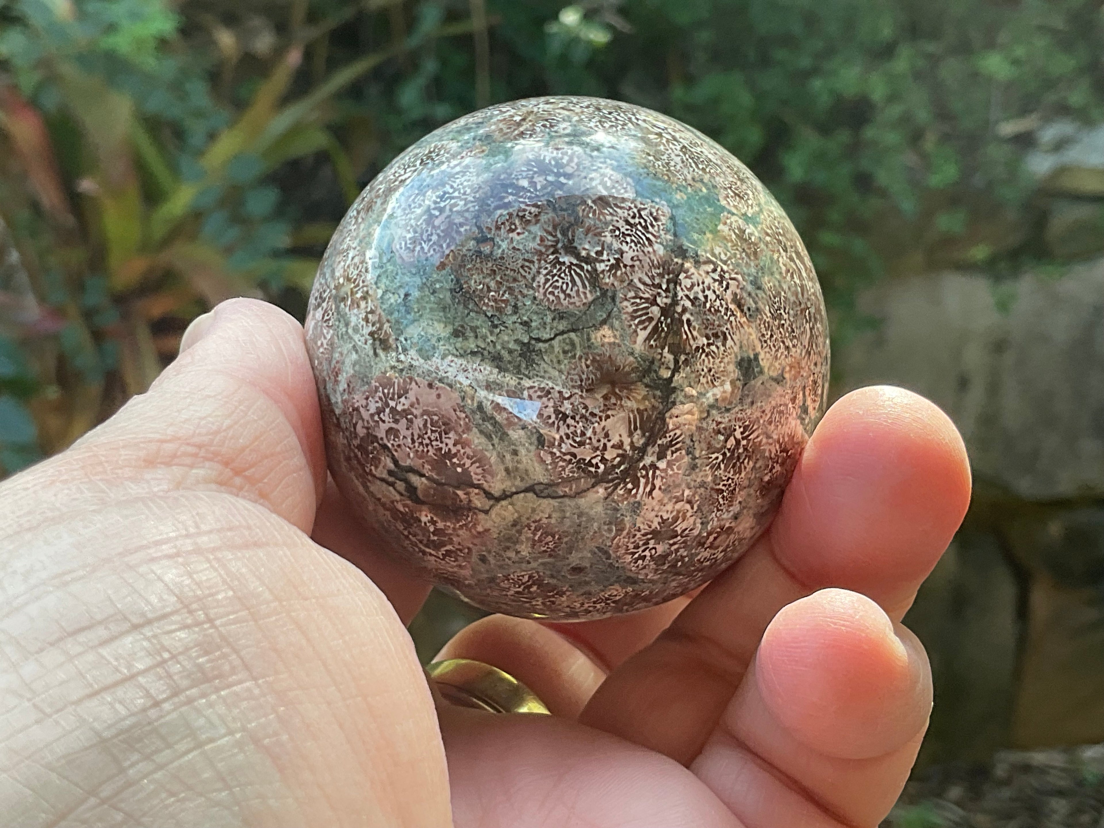 232g Green Cherry Blossom Jasper Spere 4A