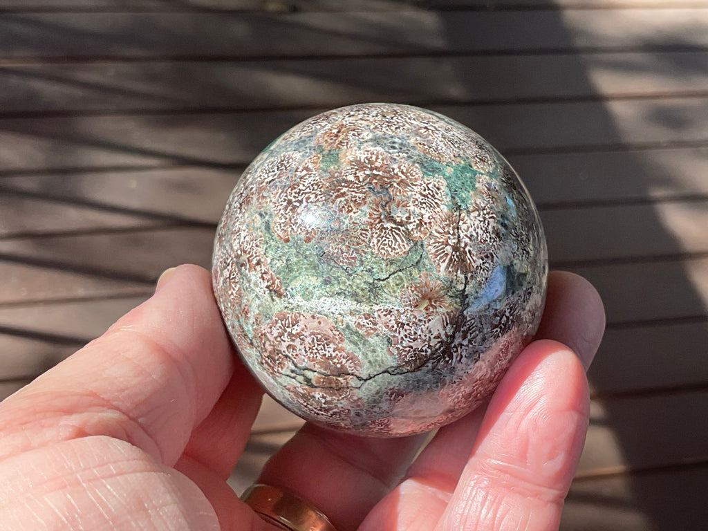 232g Green Cherry Blossom Jasper Spere 4A