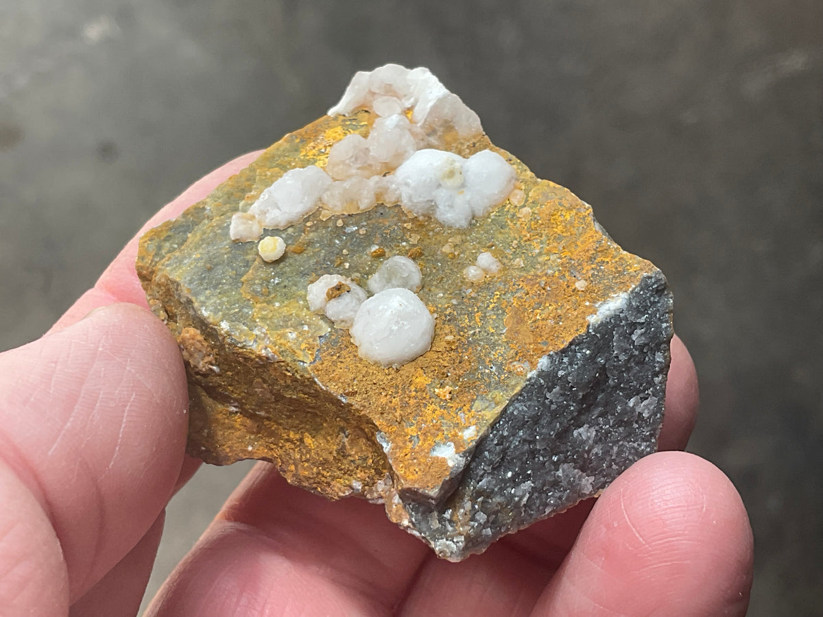 58g Calcite Balls on Quartz Matrix Specimen