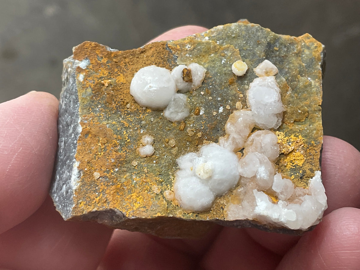 58g Calcite Balls on Quartz Matrix Specimen