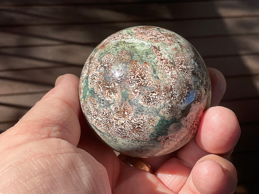 232g Green Cherry Blossom Jasper Spere 4A