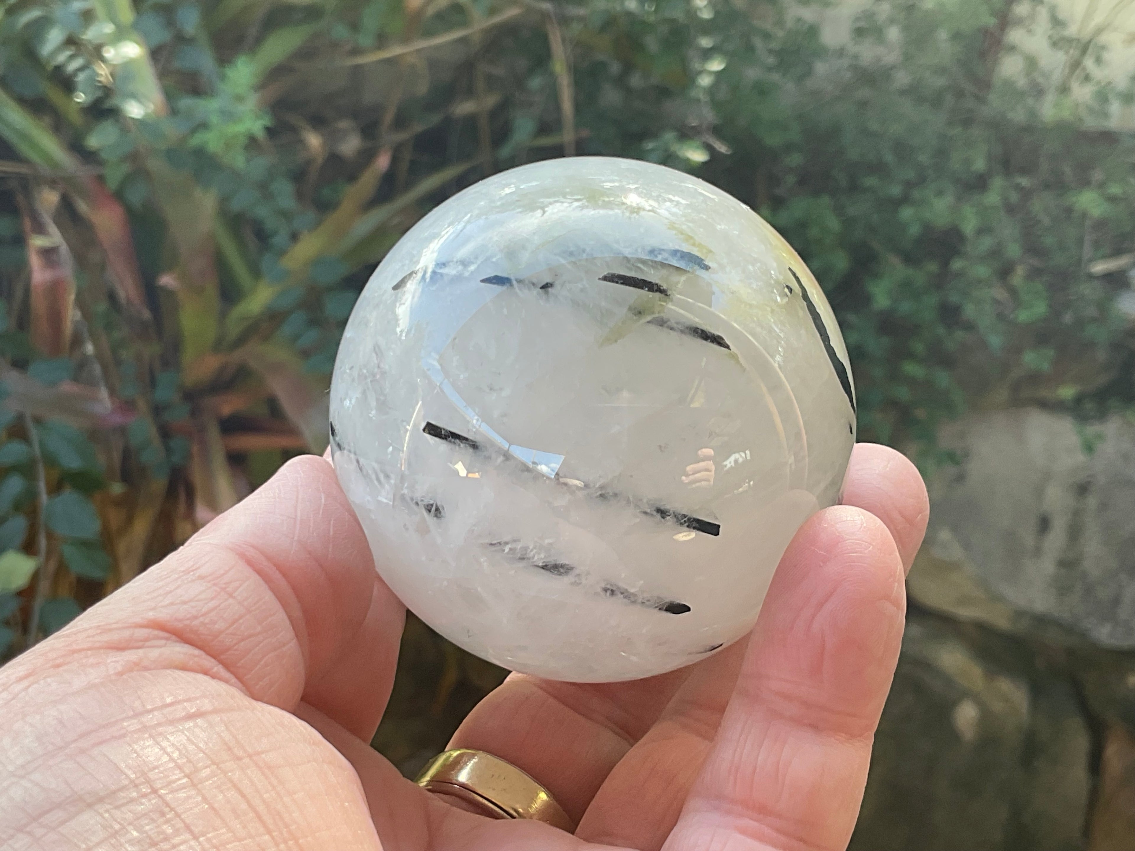 369g Tourmalated Quartz Sphere 1C