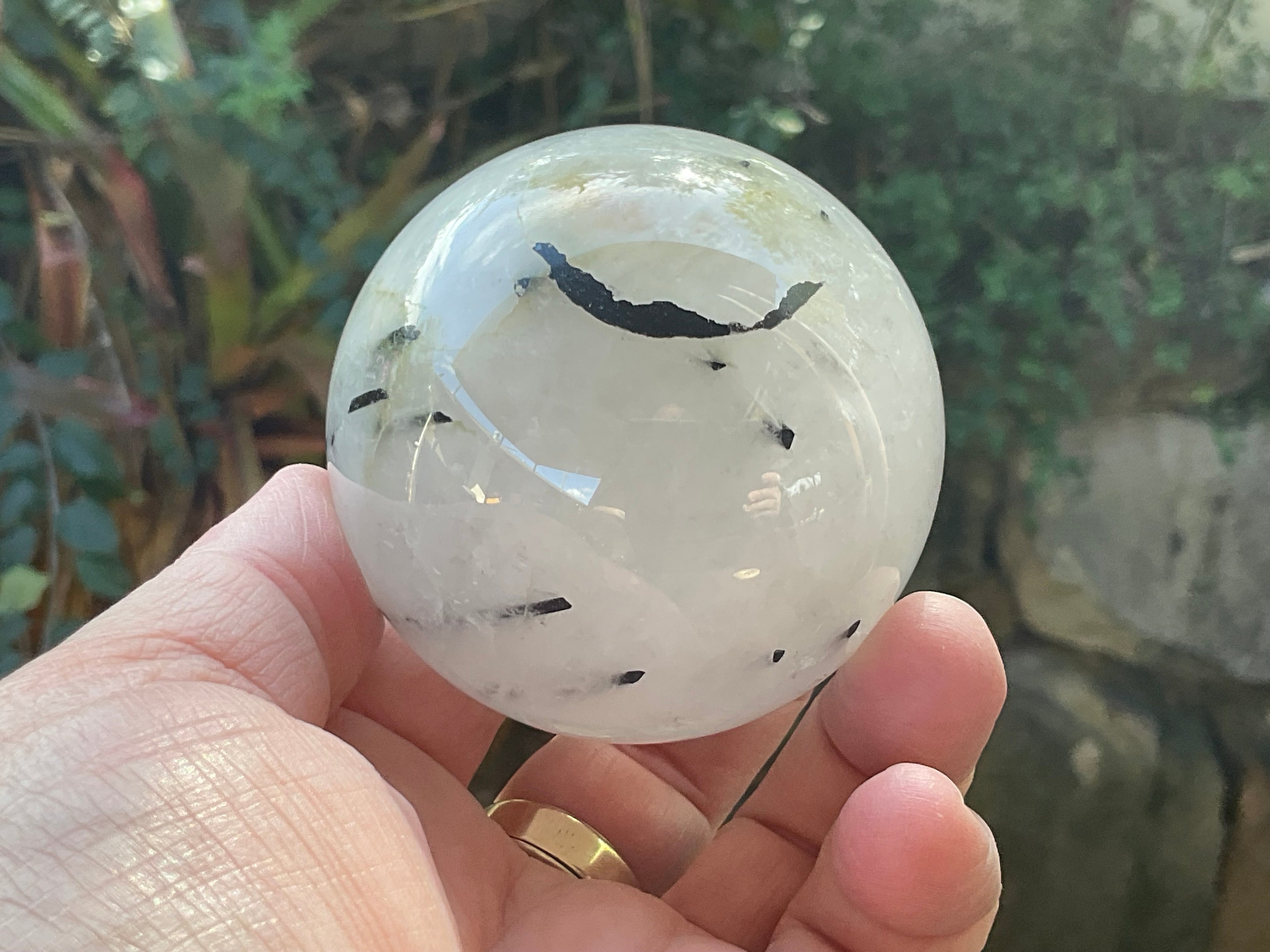 369g Tourmalated Quartz Sphere 1C