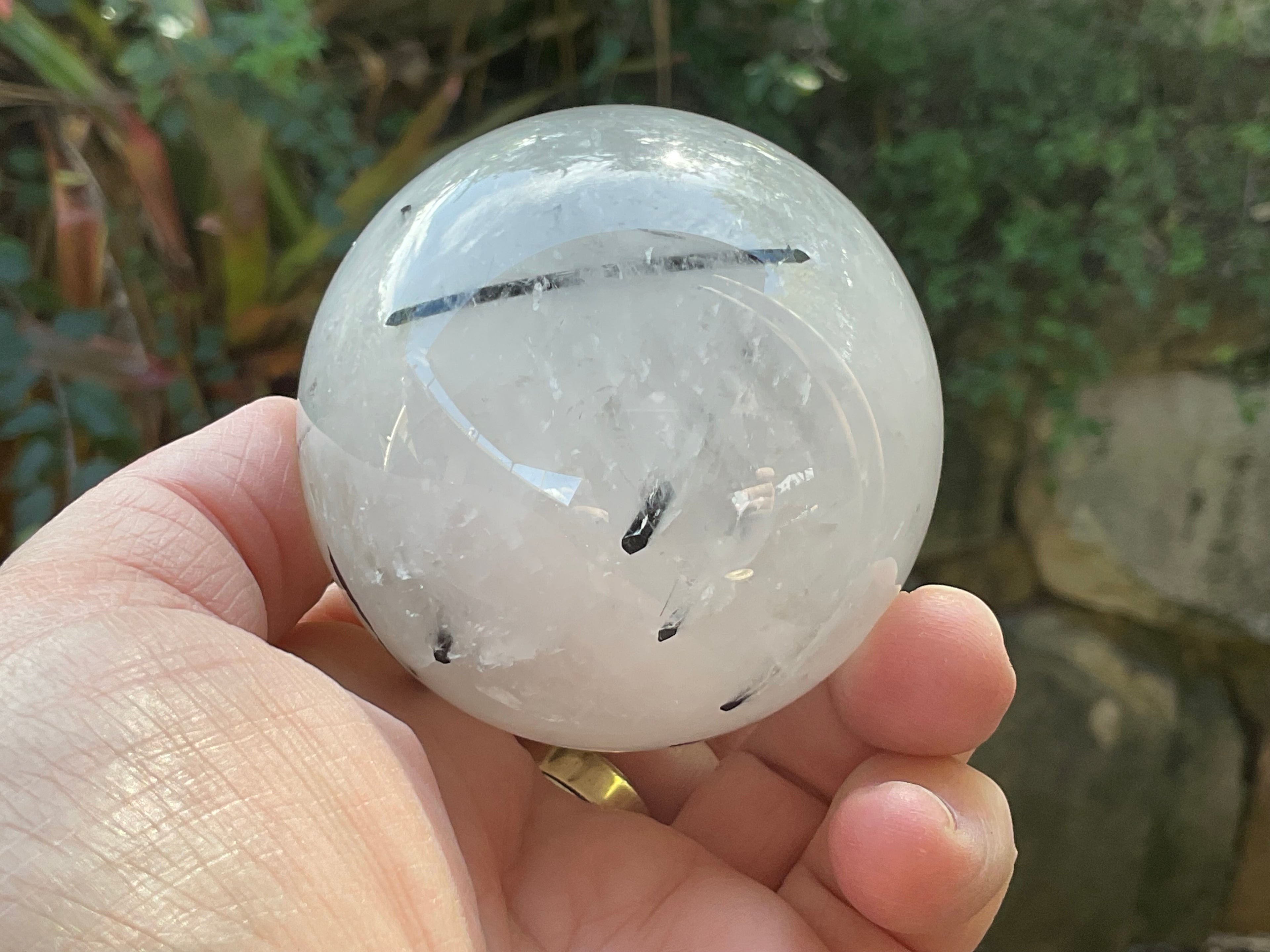 369g Tourmalated Quartz Sphere 1C