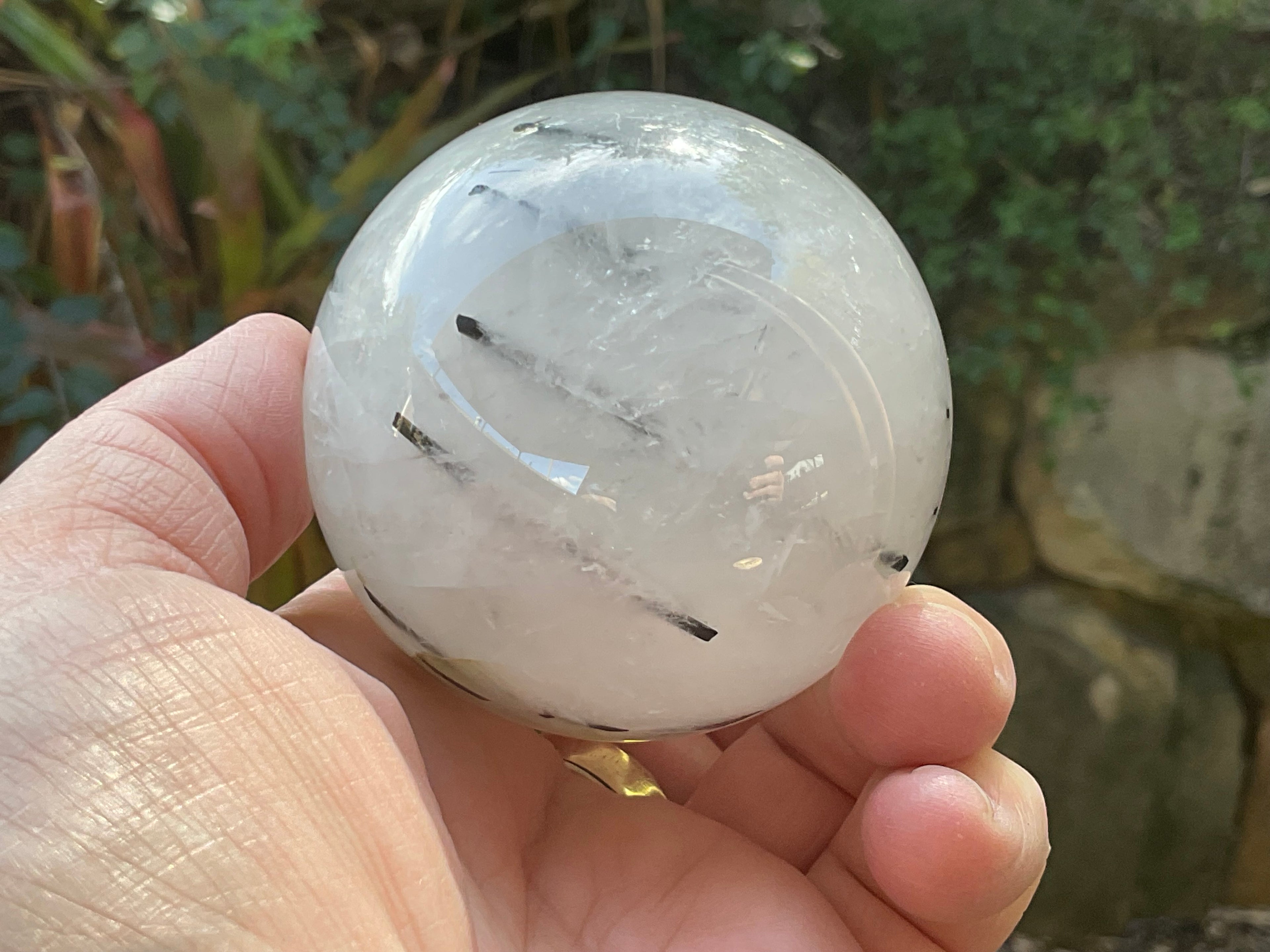 369g Tourmalated Quartz Sphere 1C