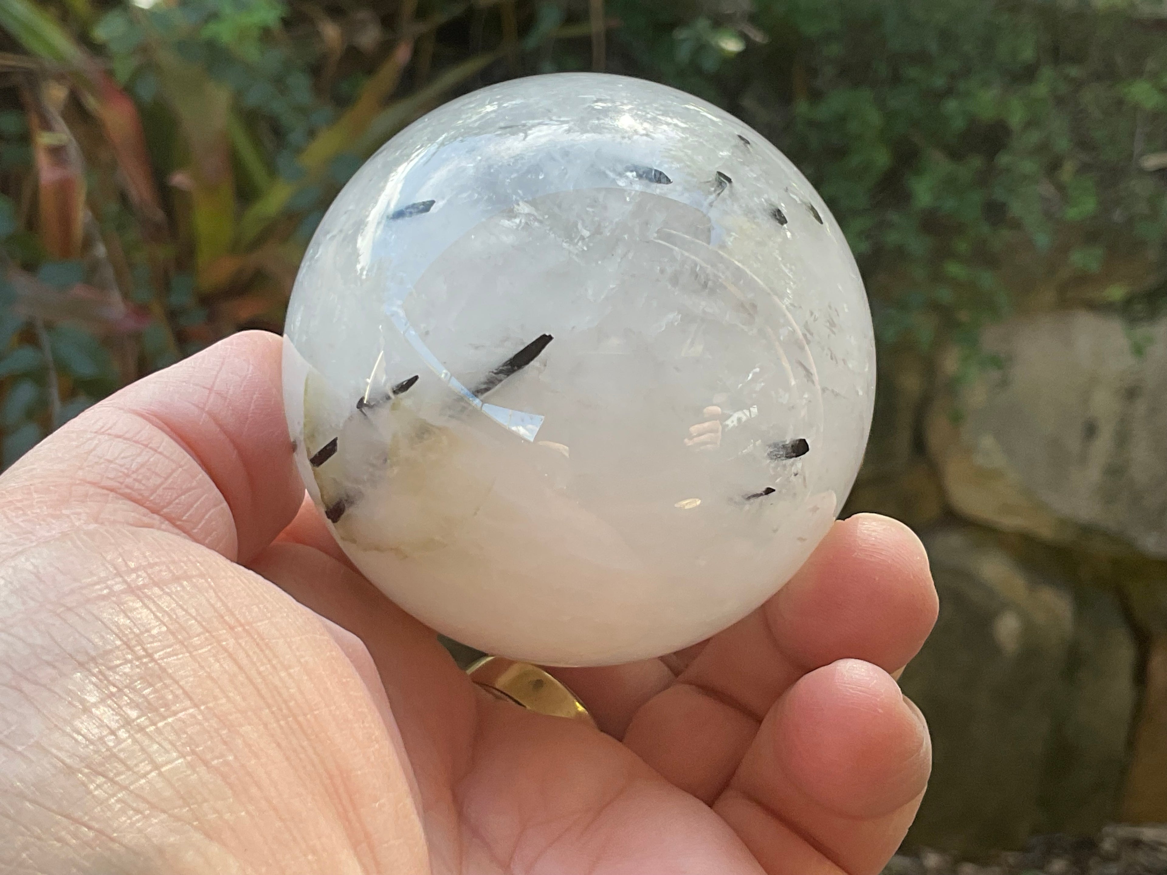 369g Tourmalated Quartz Sphere 1C