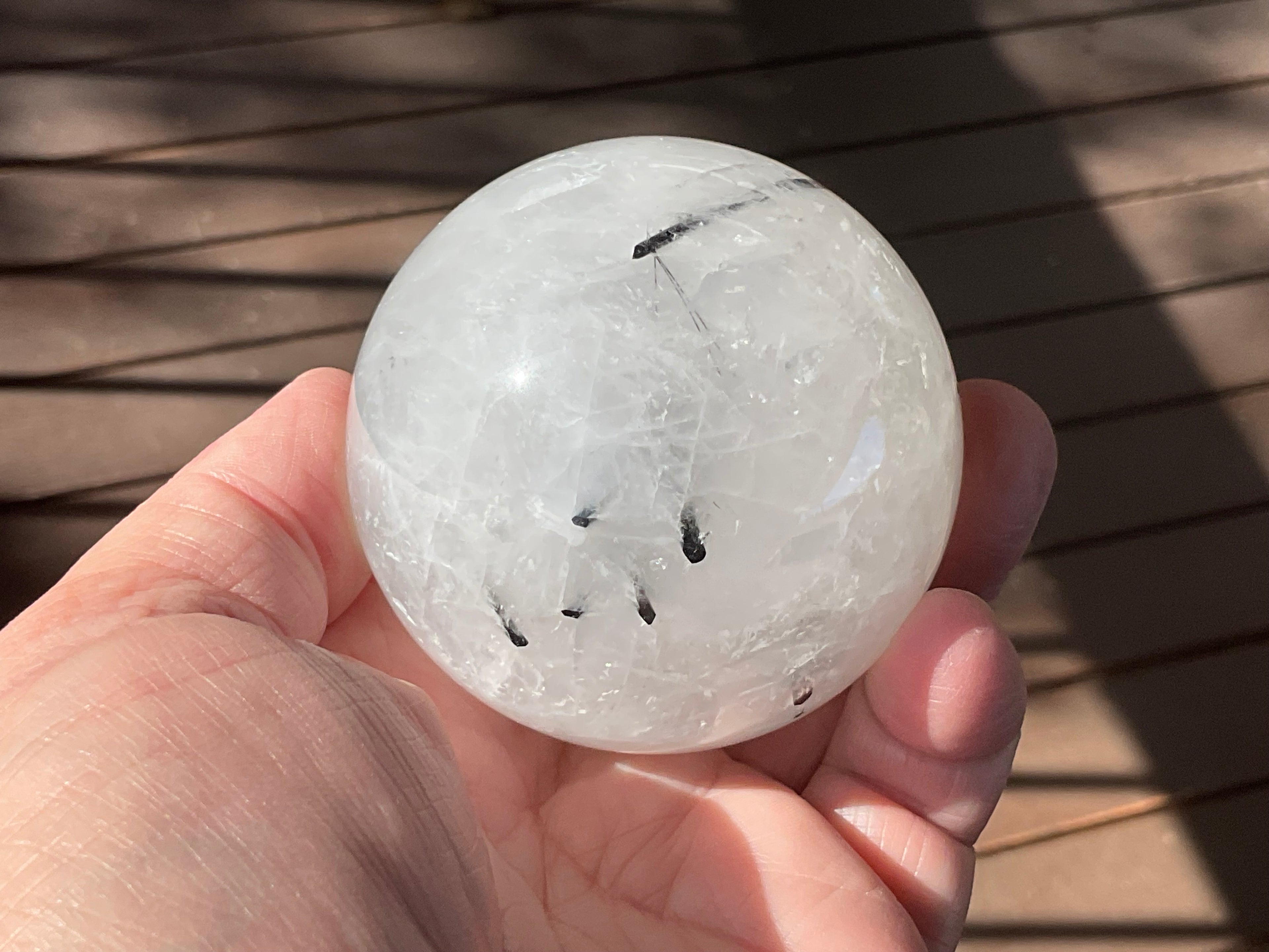 369g Tourmalated Quartz Sphere 1C