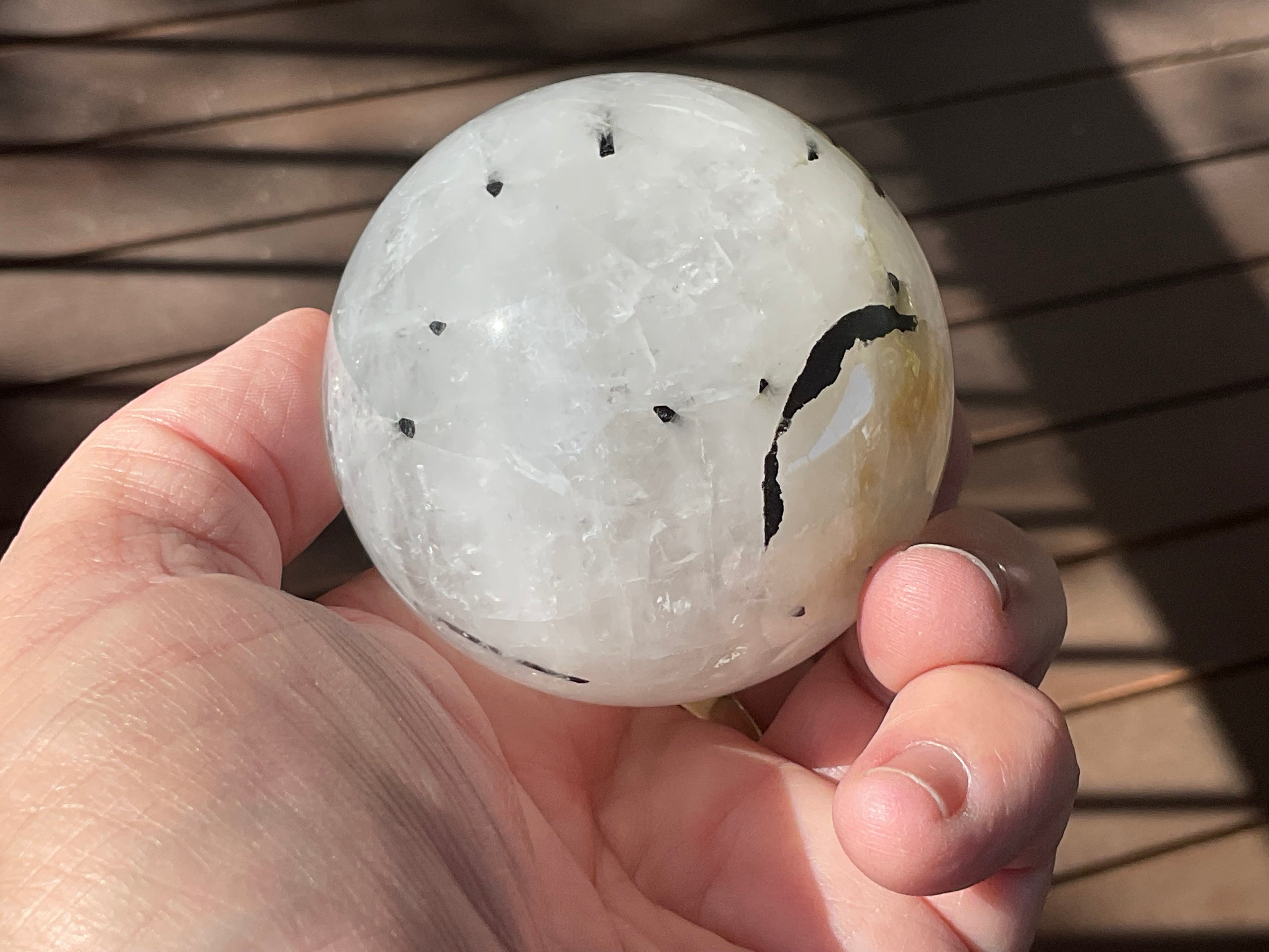 369g Tourmalated Quartz Sphere 1C