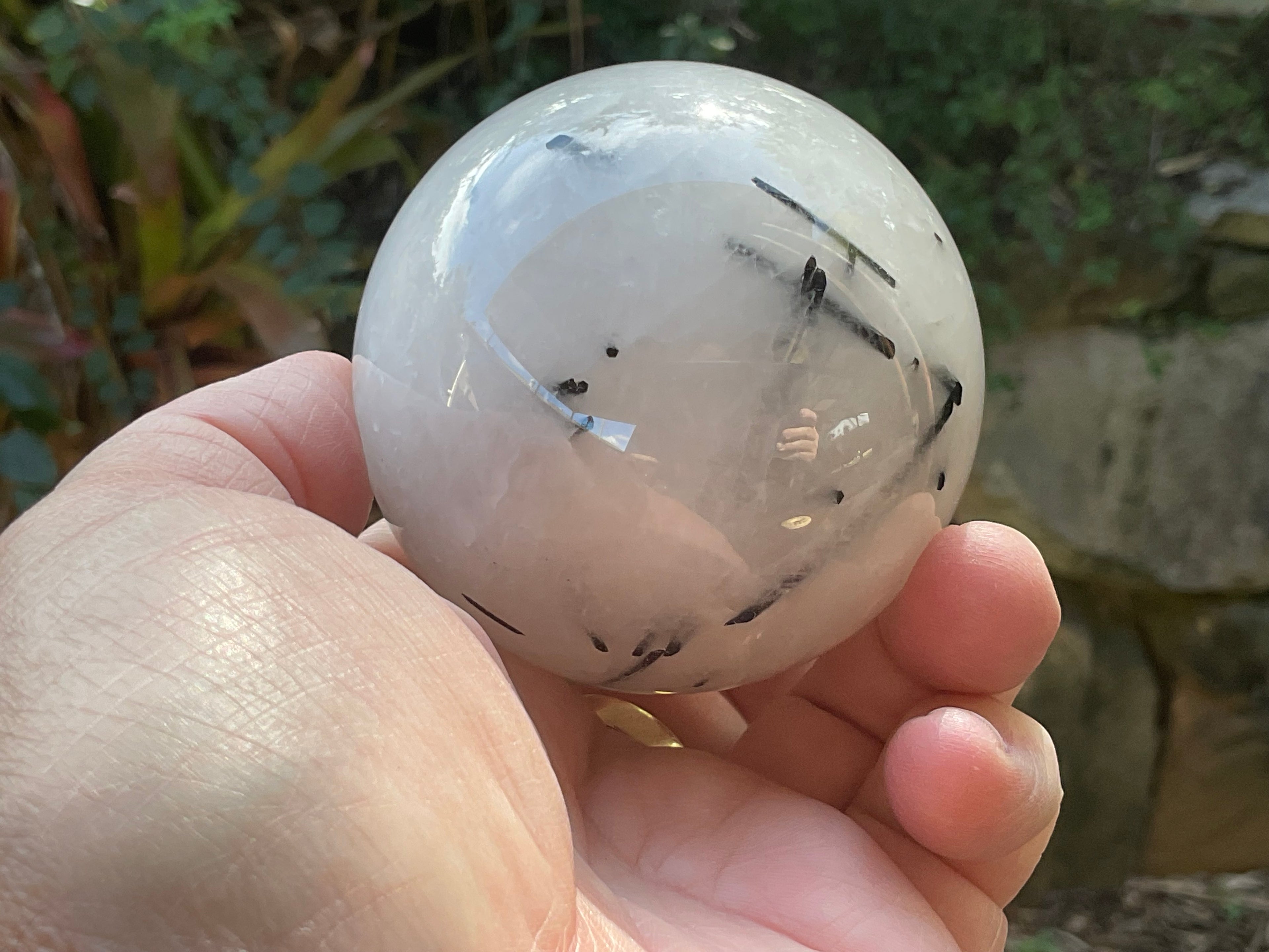 416g Tourmalated Quartz Sphere 2B