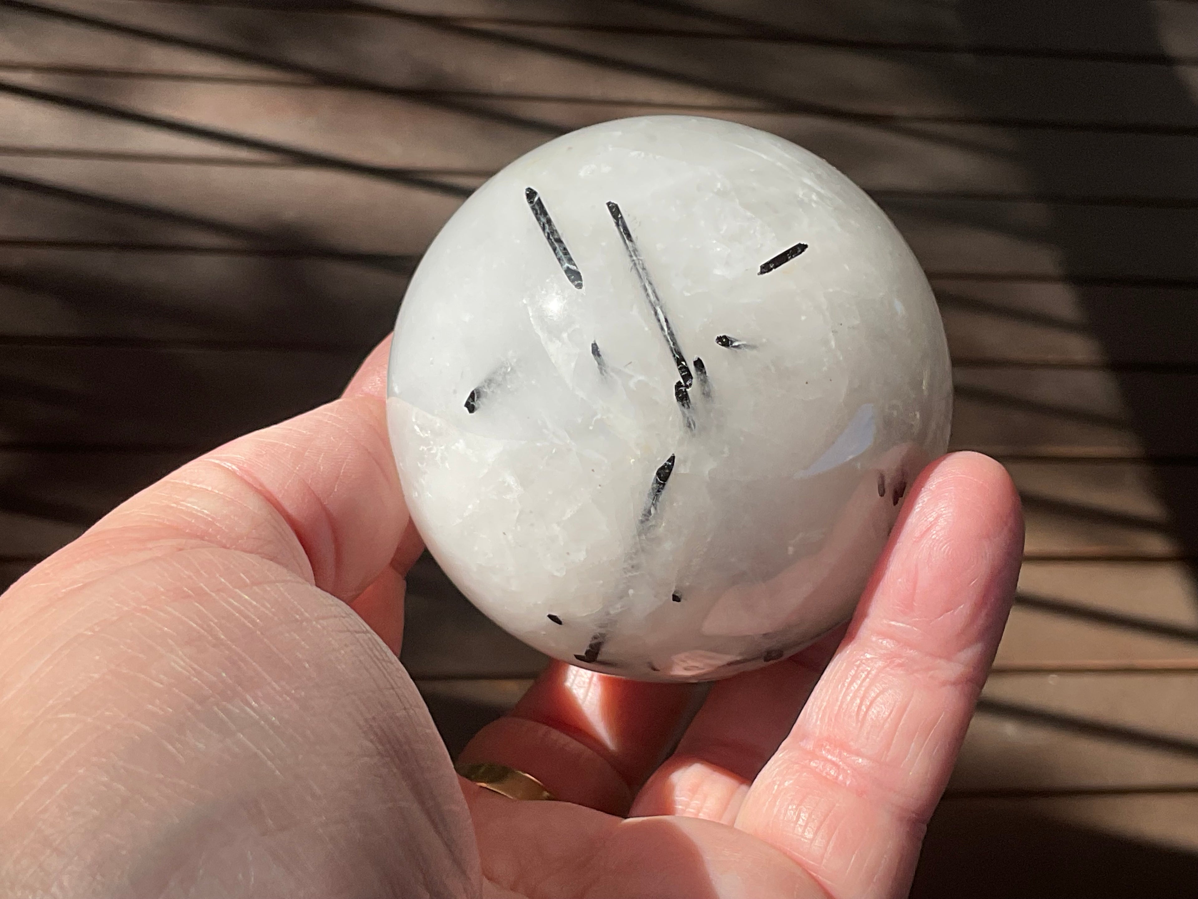 416g Tourmalated Quartz Sphere 2B