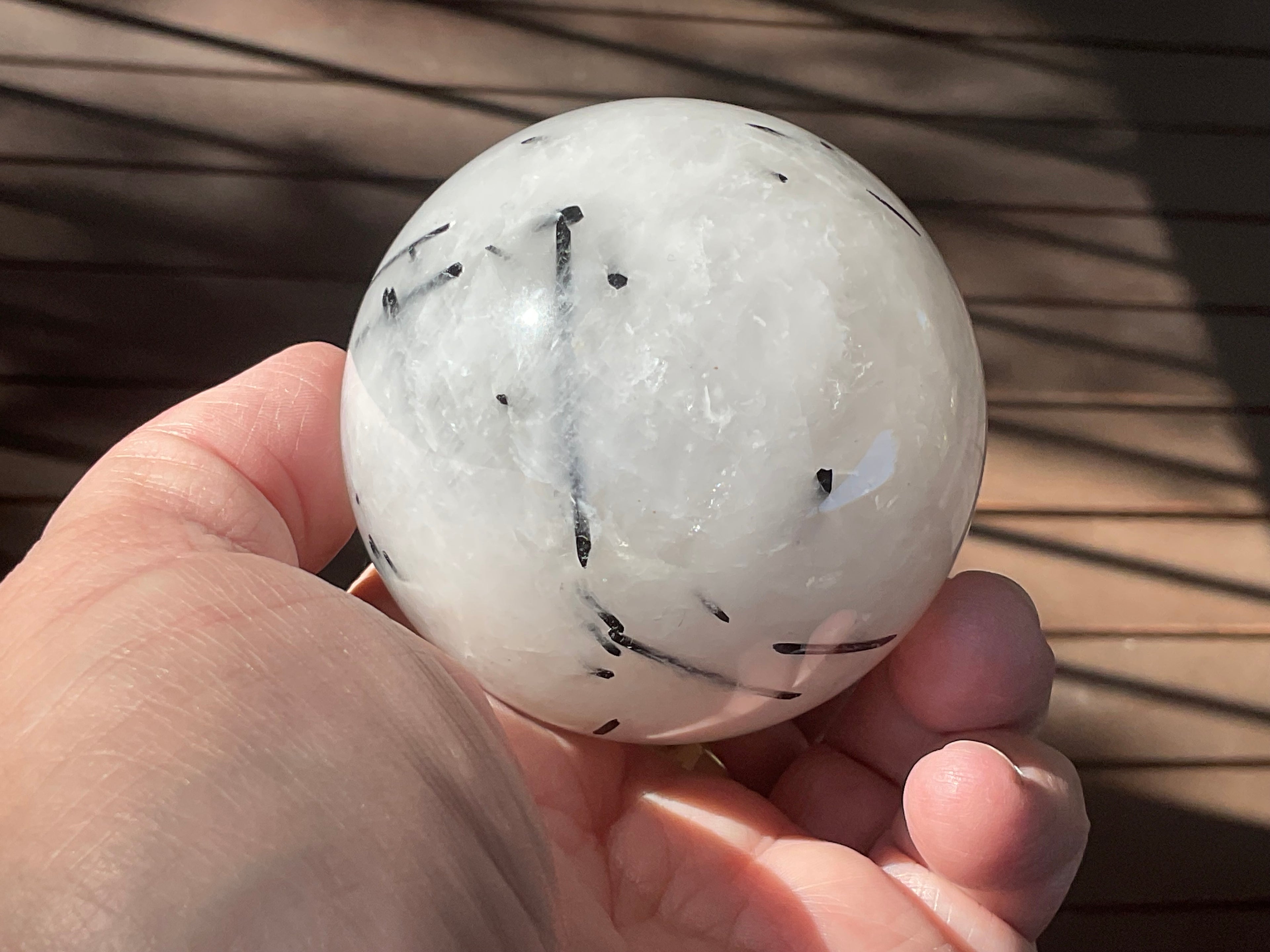 416g Tourmalated Quartz Sphere 2B