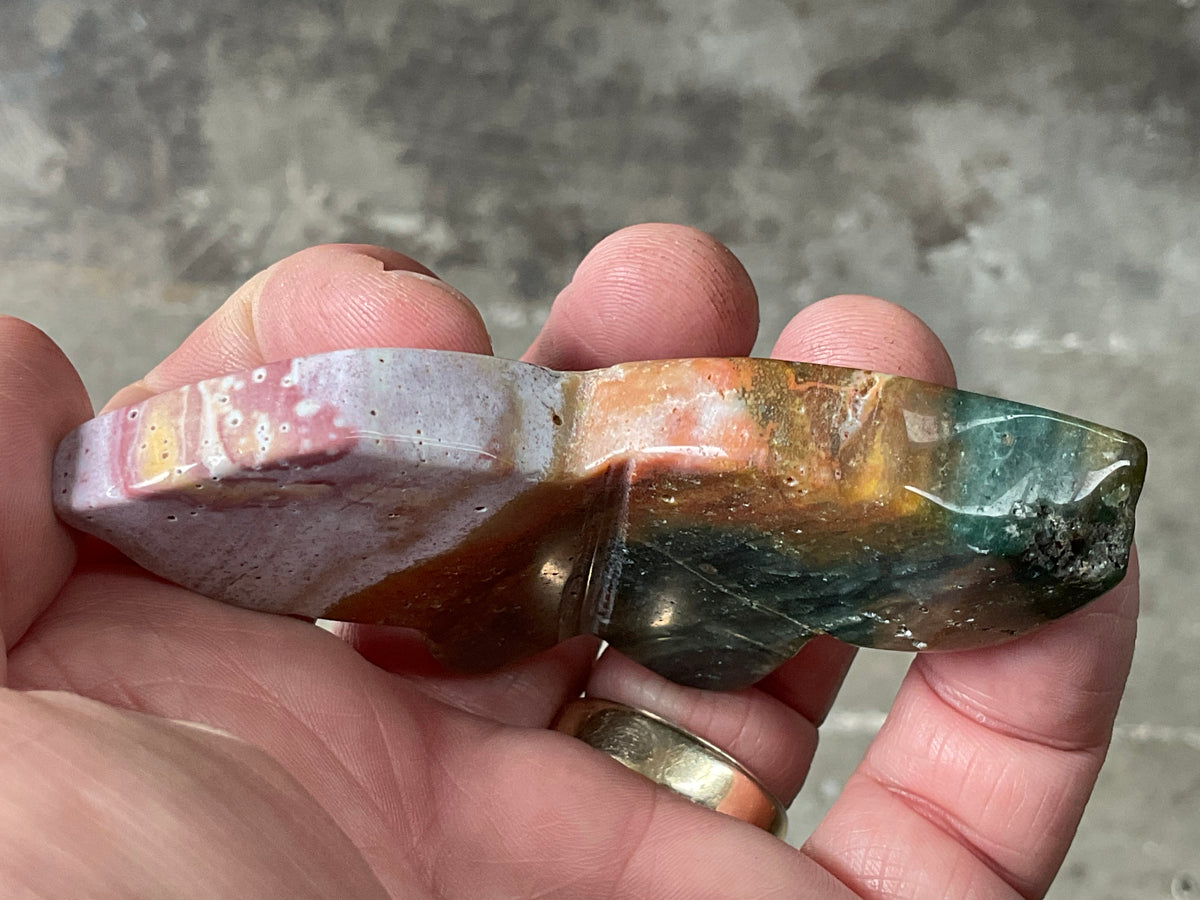 56g Ocean Jasper Butterfly Carving