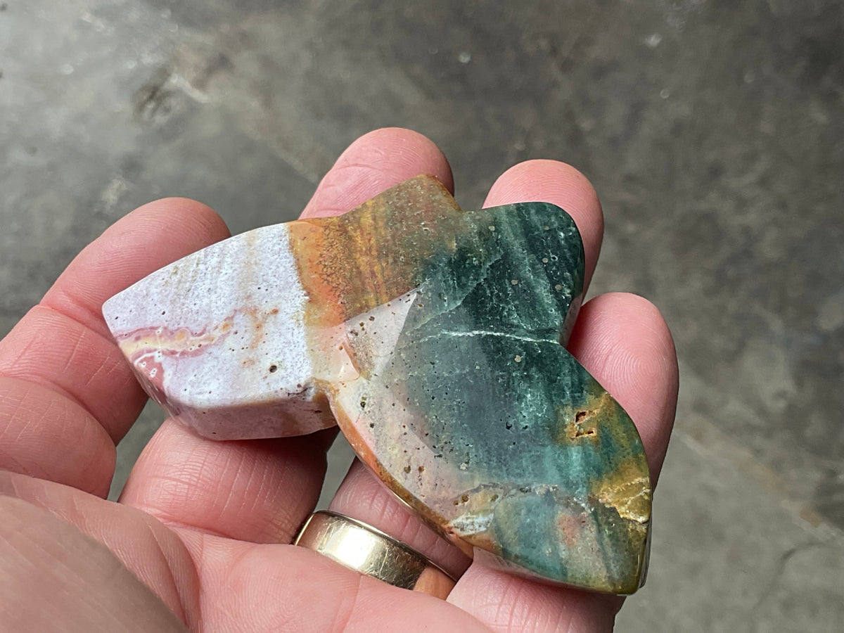56g Ocean Jasper Butterfly Carving
