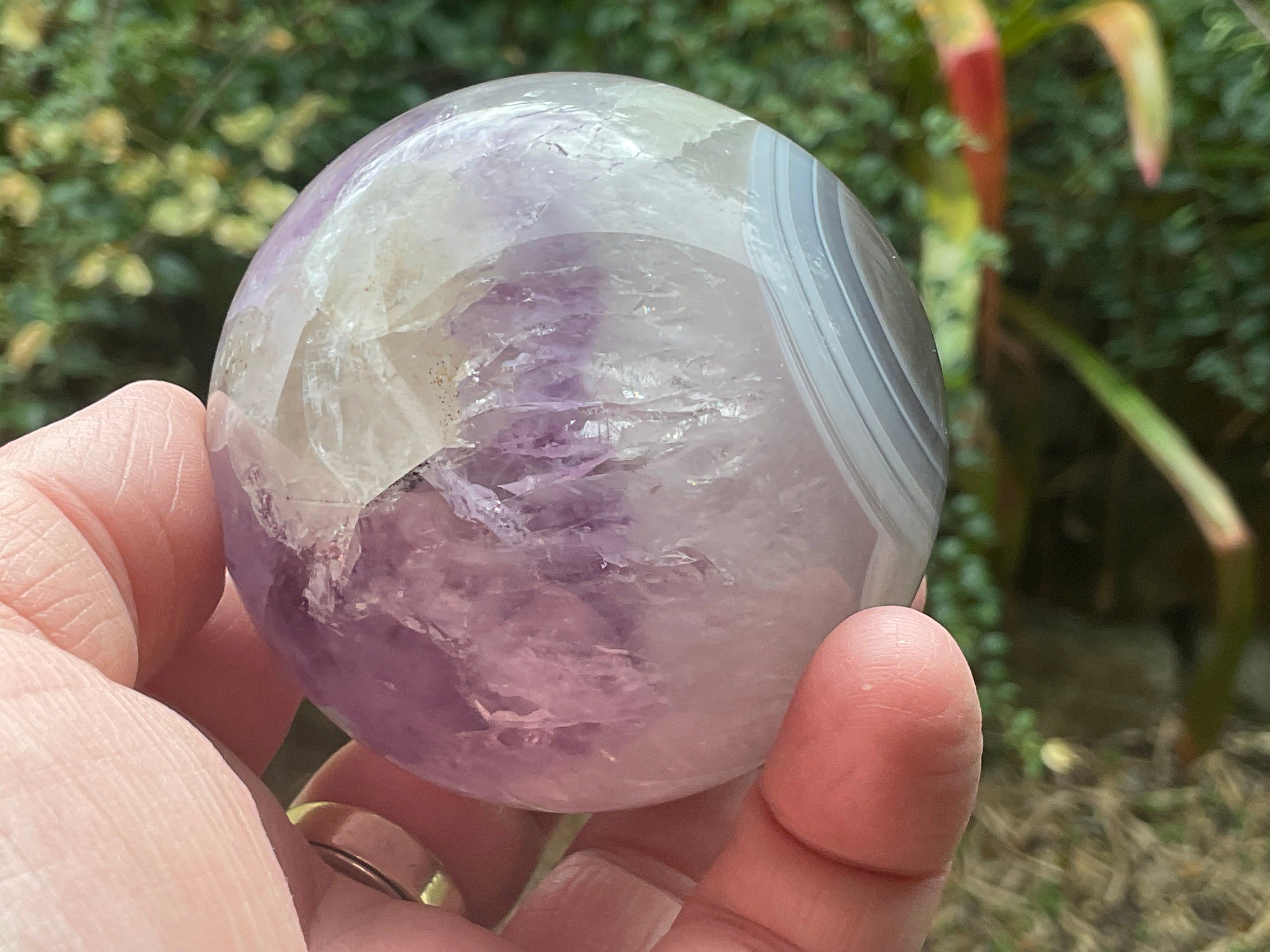 372g Amethyst Agate Sphere C