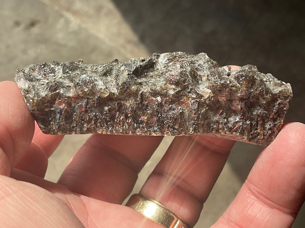 94g Pyrite encrusted Calcite on Limonite Quartz Specimen 3B from Fujian, China