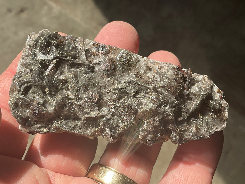 162g Pyrite encrusted Calcite on Limonite Quartz Specimen 3C from Fujian, China